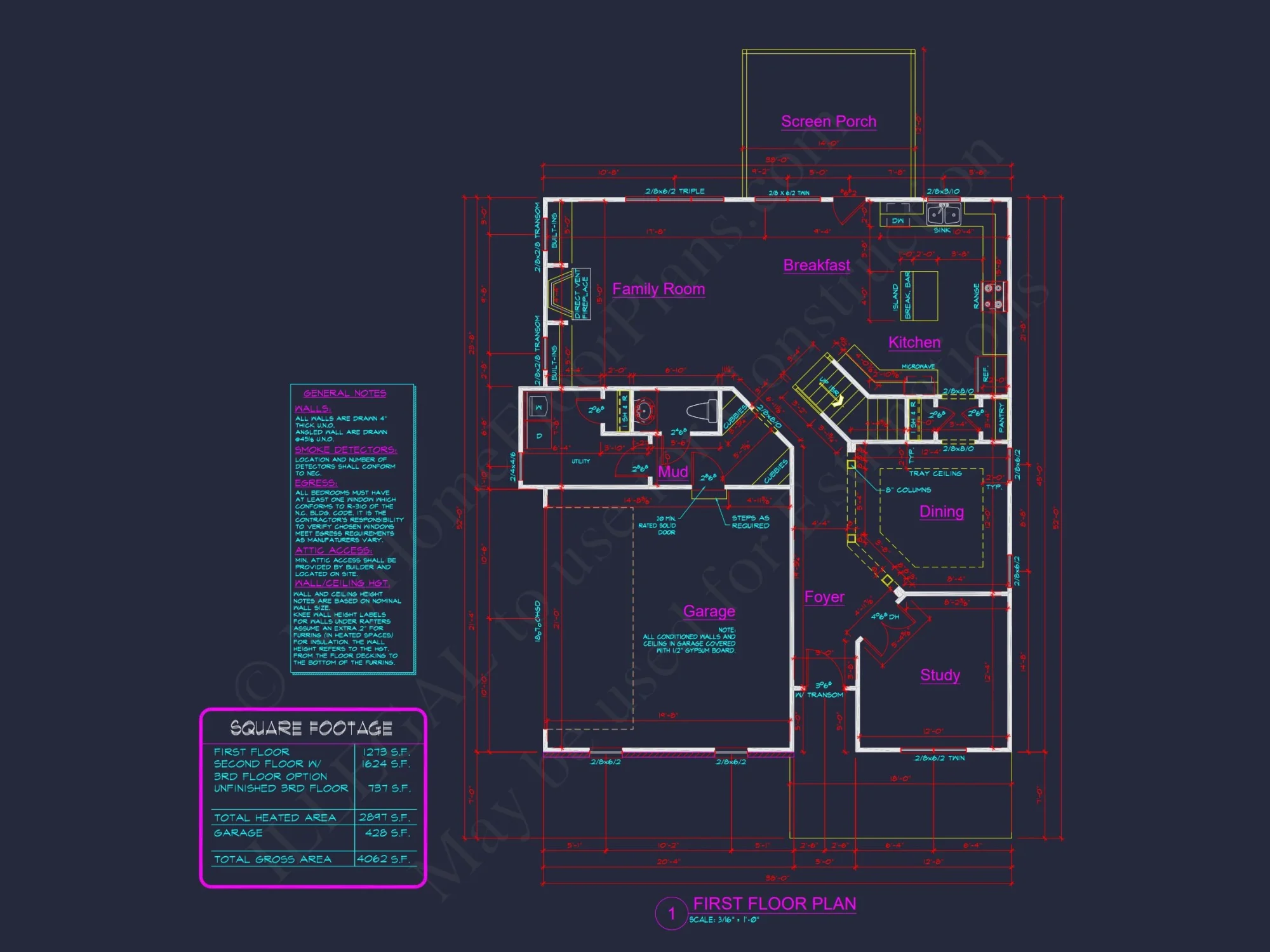 Craft your dream house plan with this CAD-designed architectural blueprint!
