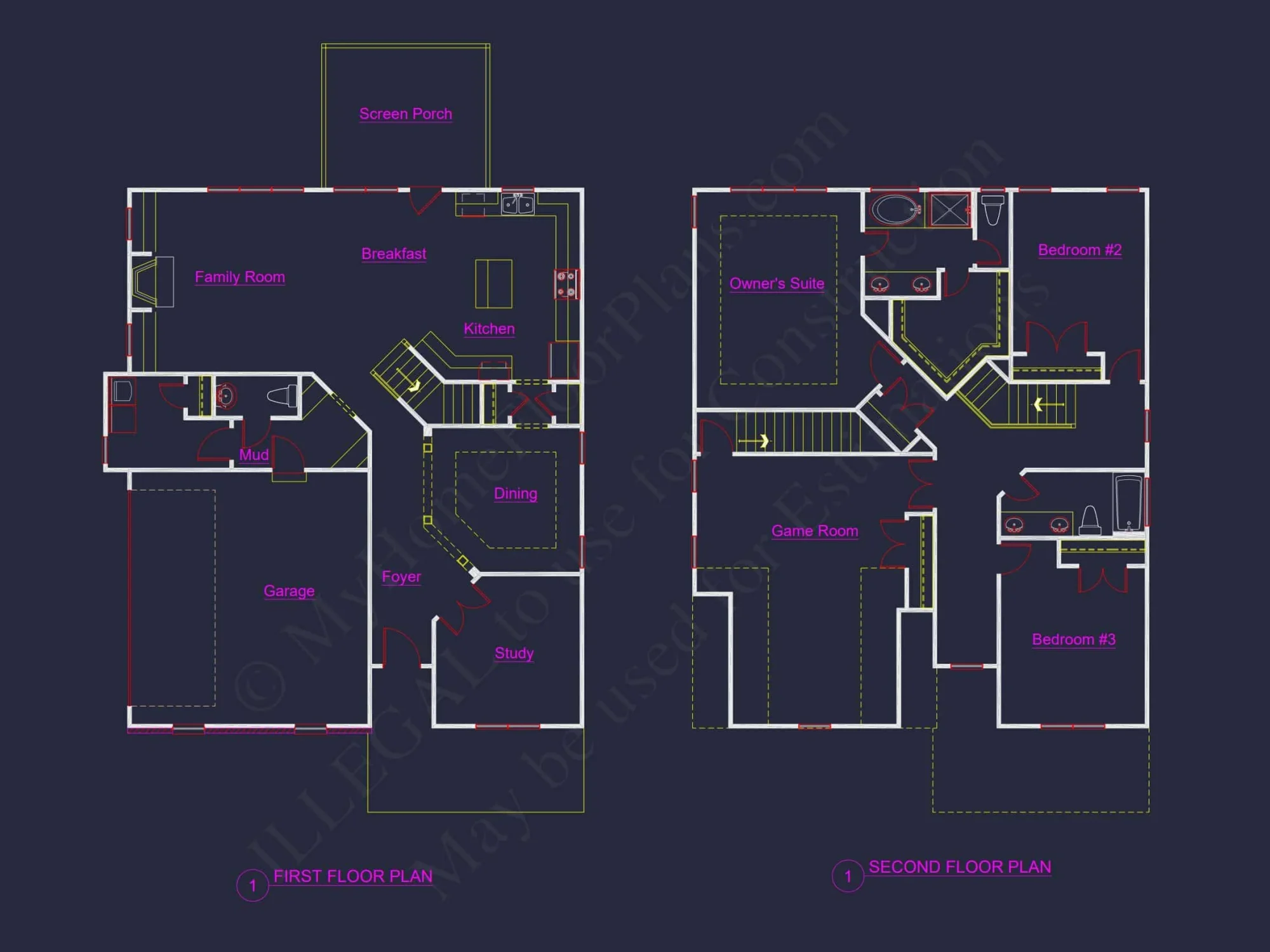 Craft your dream house plan with this CAD-designed architectural blueprint!