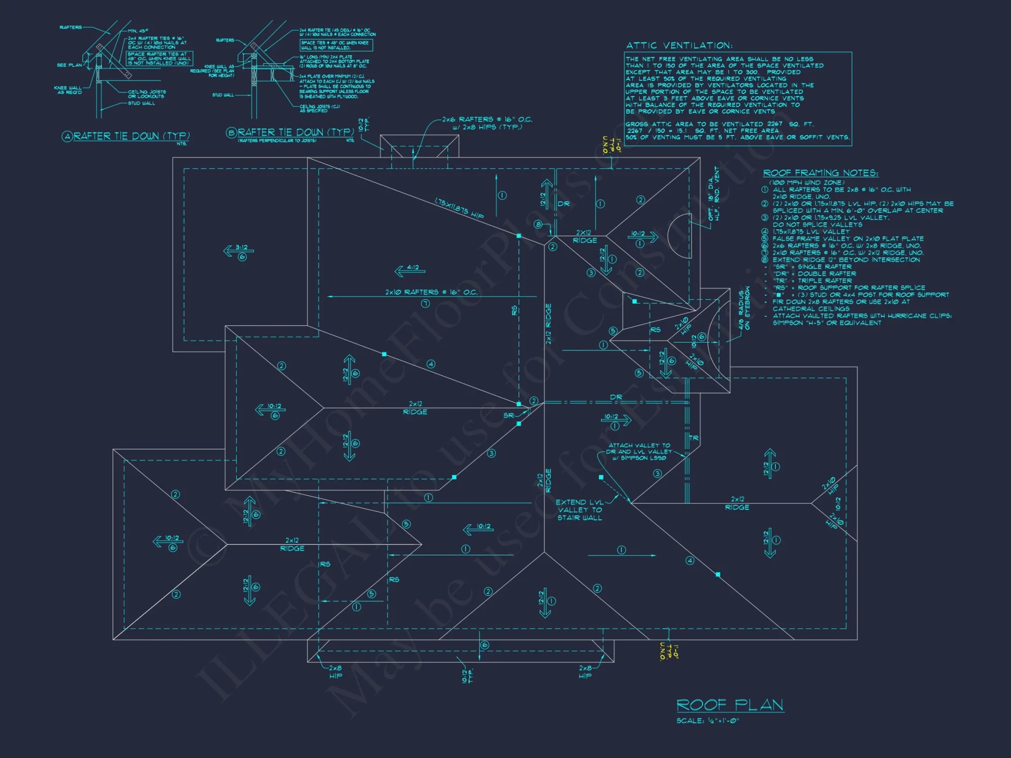 Traditional Craftsman house Floor Plan Design with CAD Blueprints