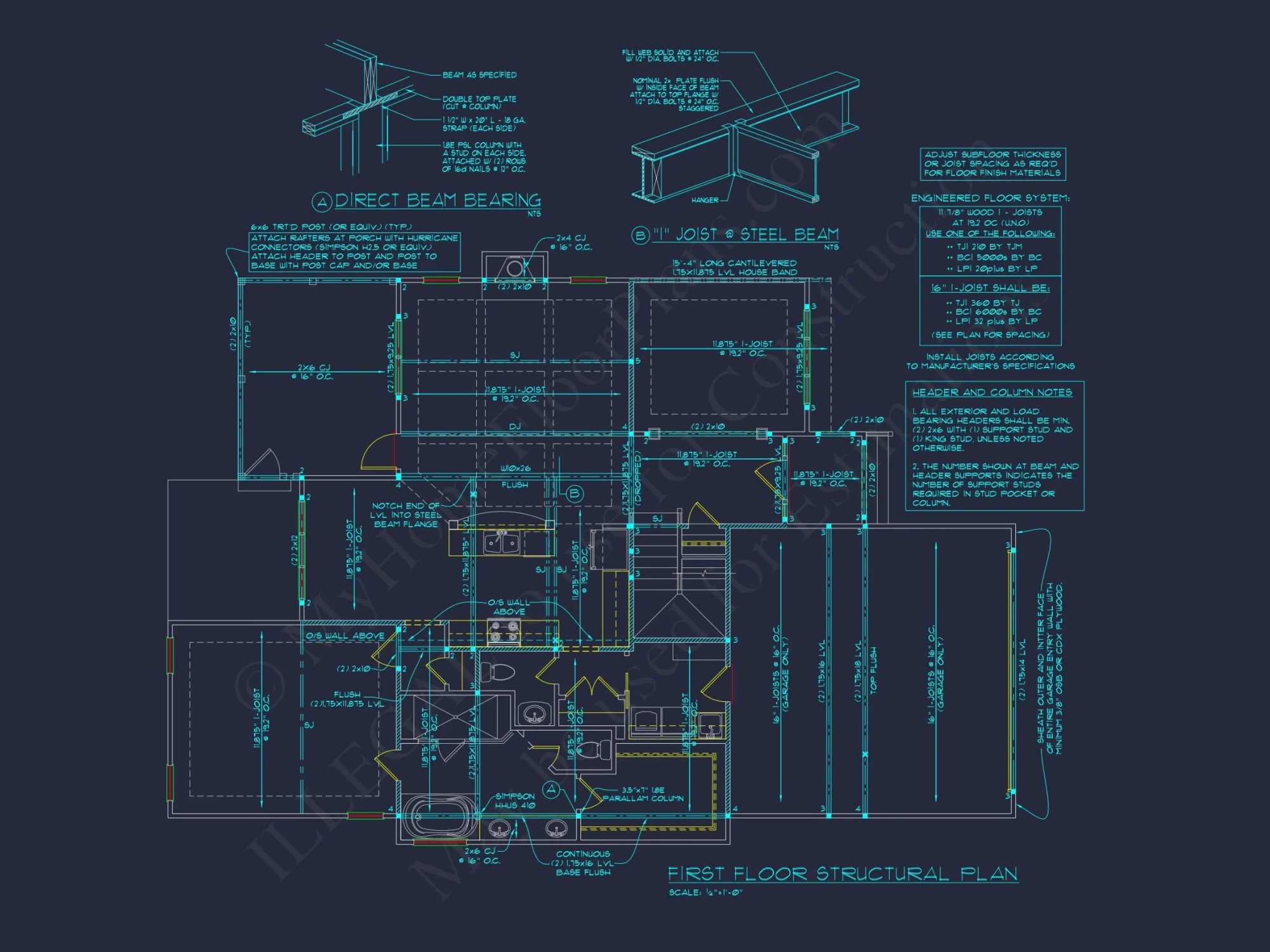 Traditional Craftsman house Floor Plan Design with CAD Blueprints