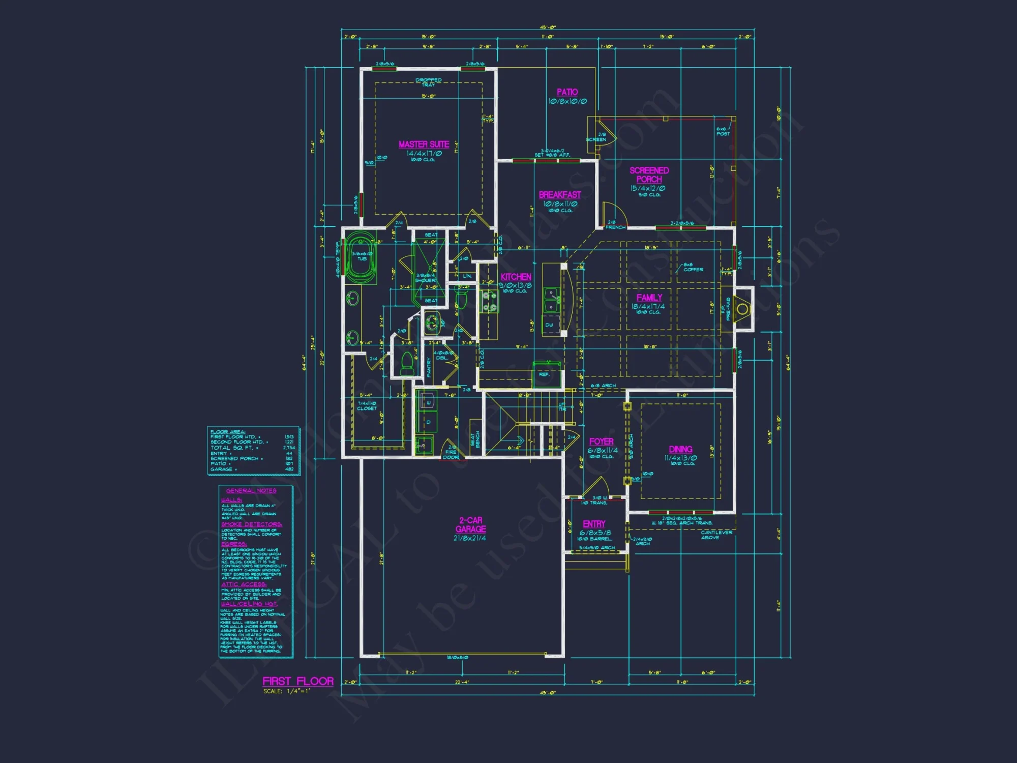 Traditional Craftsman house Floor Plan Design with CAD Blueprints