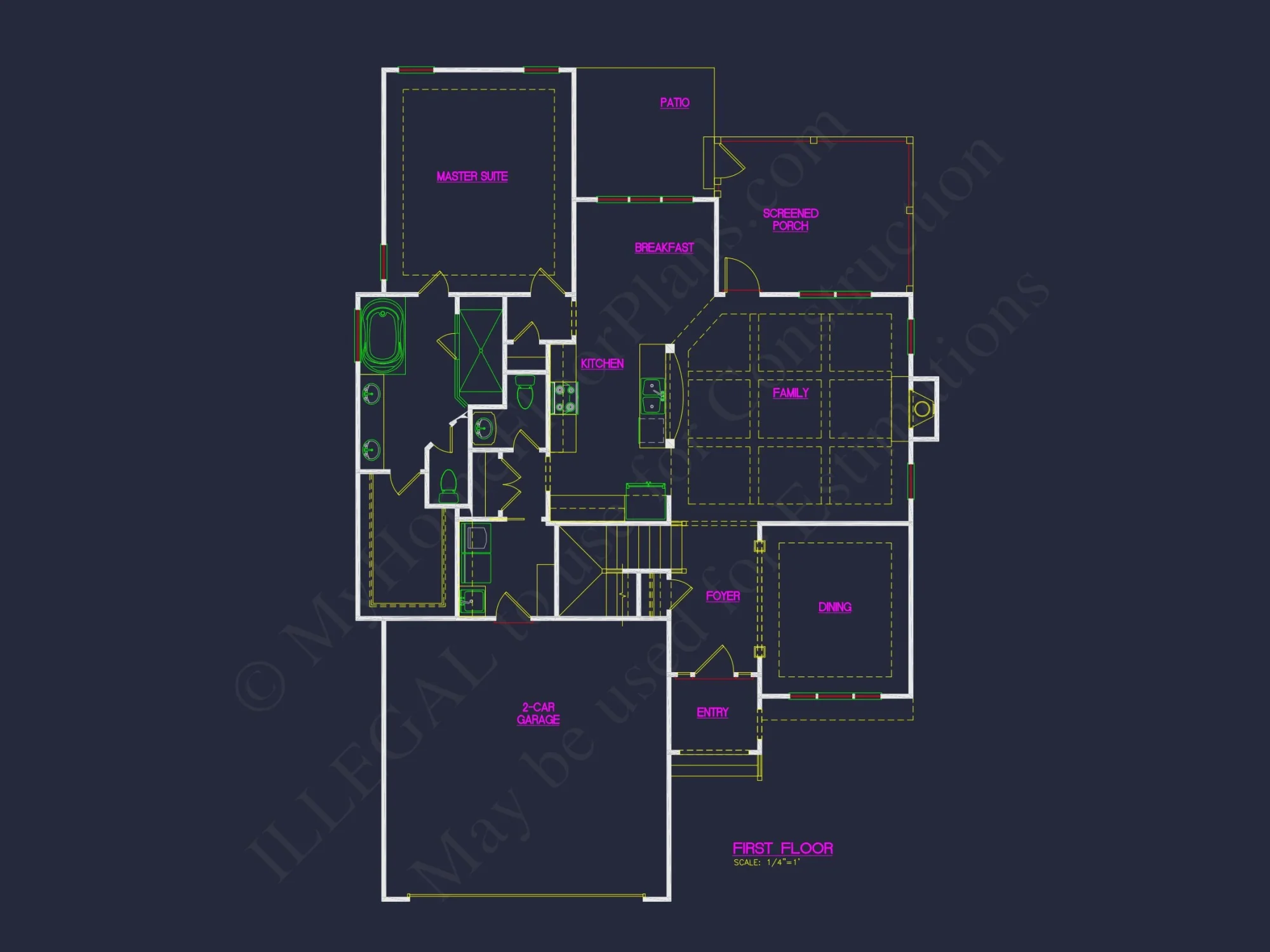 Traditional Craftsman house Floor Plan Design with CAD Blueprints