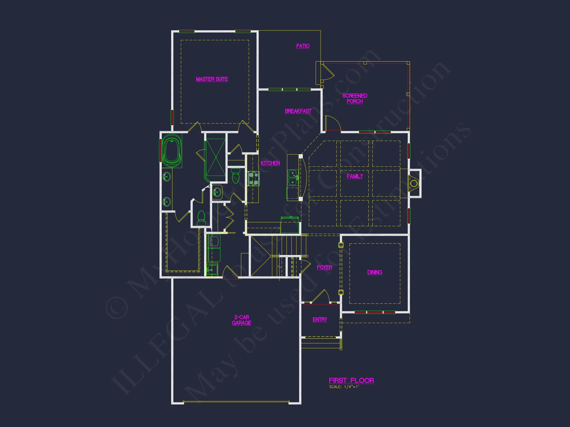 Traditional Craftsman house Floor Plan Design with CAD Blueprints