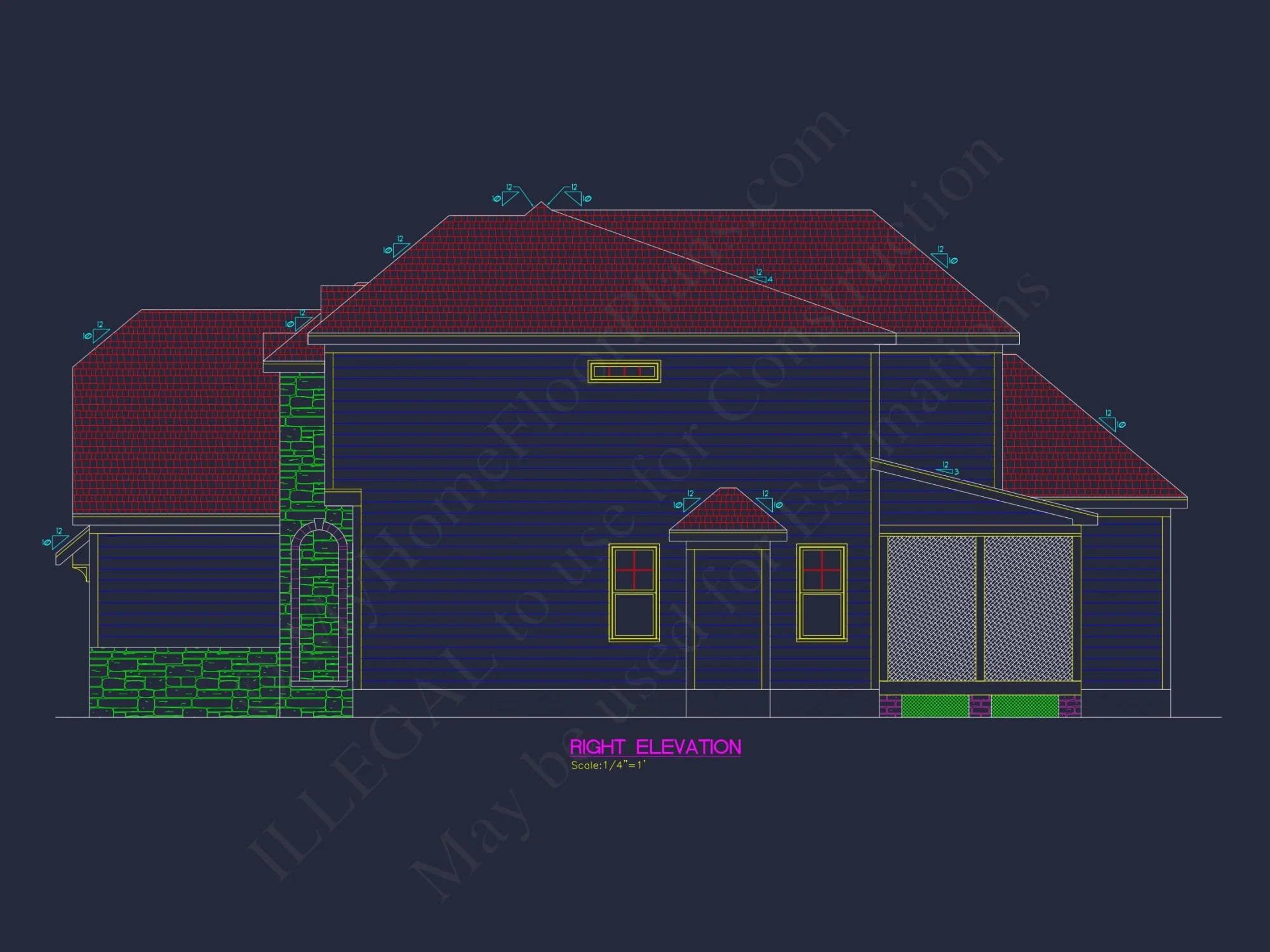 Traditional Craftsman house Floor Plan Design with CAD Blueprints