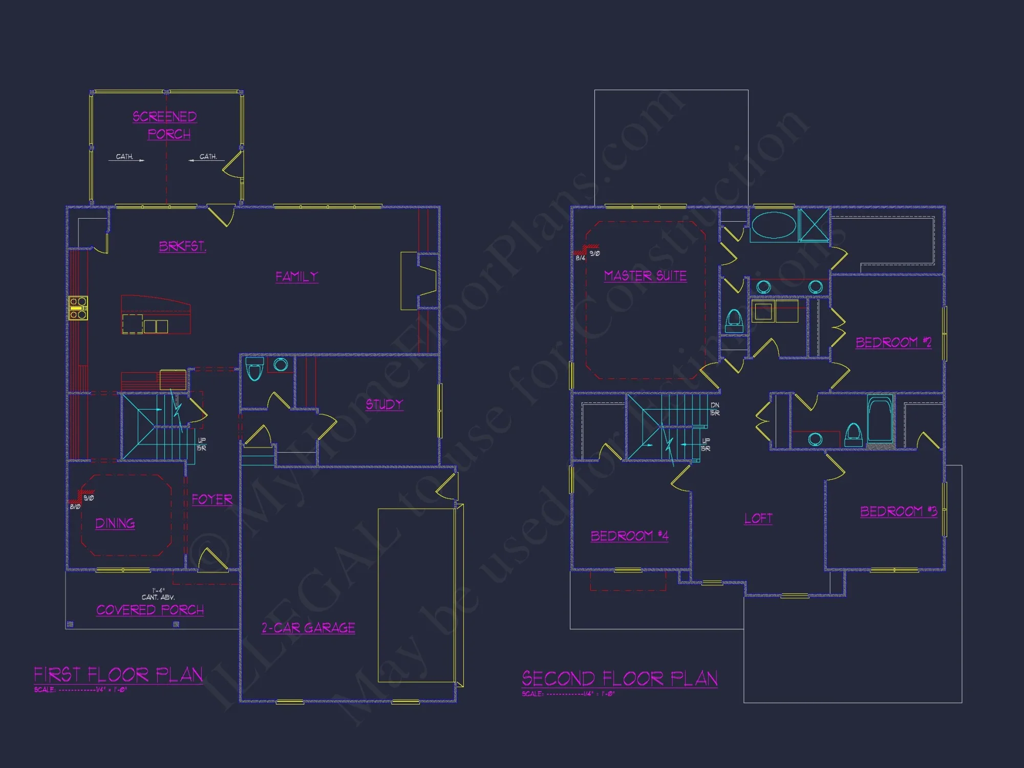 Classic house Floor Plan and Architectural Blueprint Designs