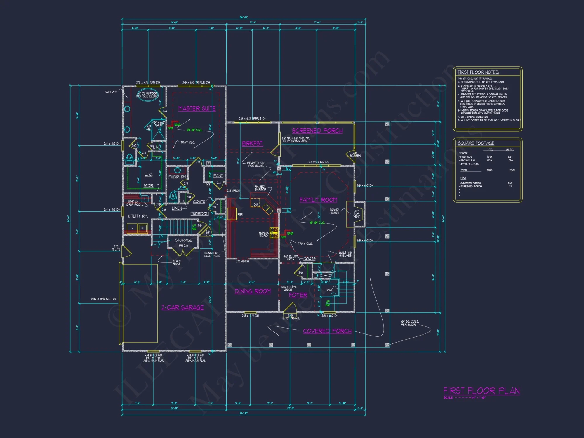 Colonial Farmhouse house Plan with 2 Floors & 4 Bedrooms