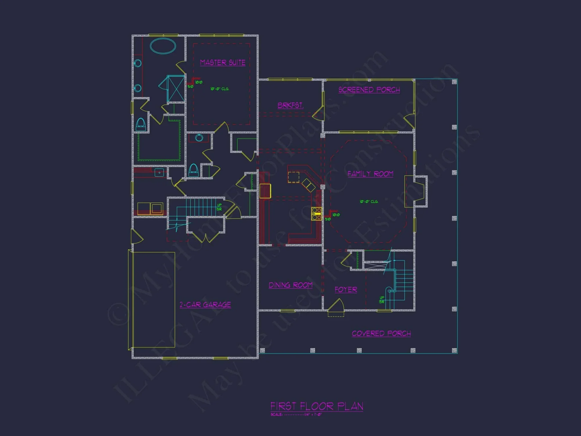 Colonial Farmhouse house Plan with 2 Floors & 4 Bedrooms