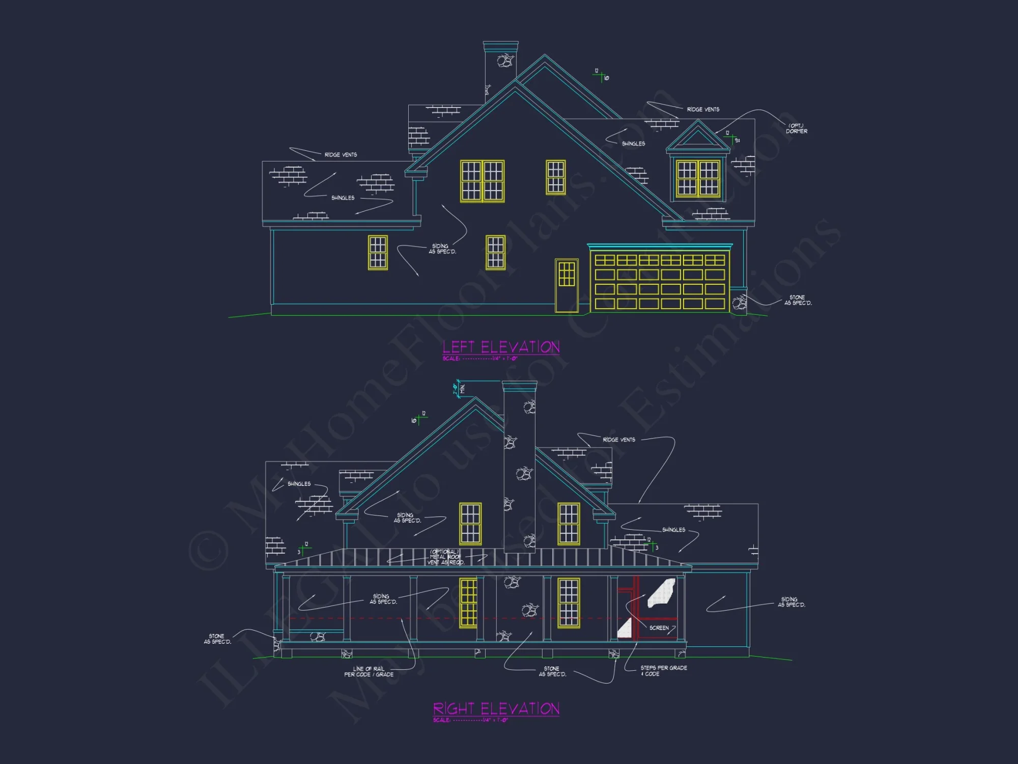 Colonial Farmhouse house Plan with 2 Floors & 4 Bedrooms