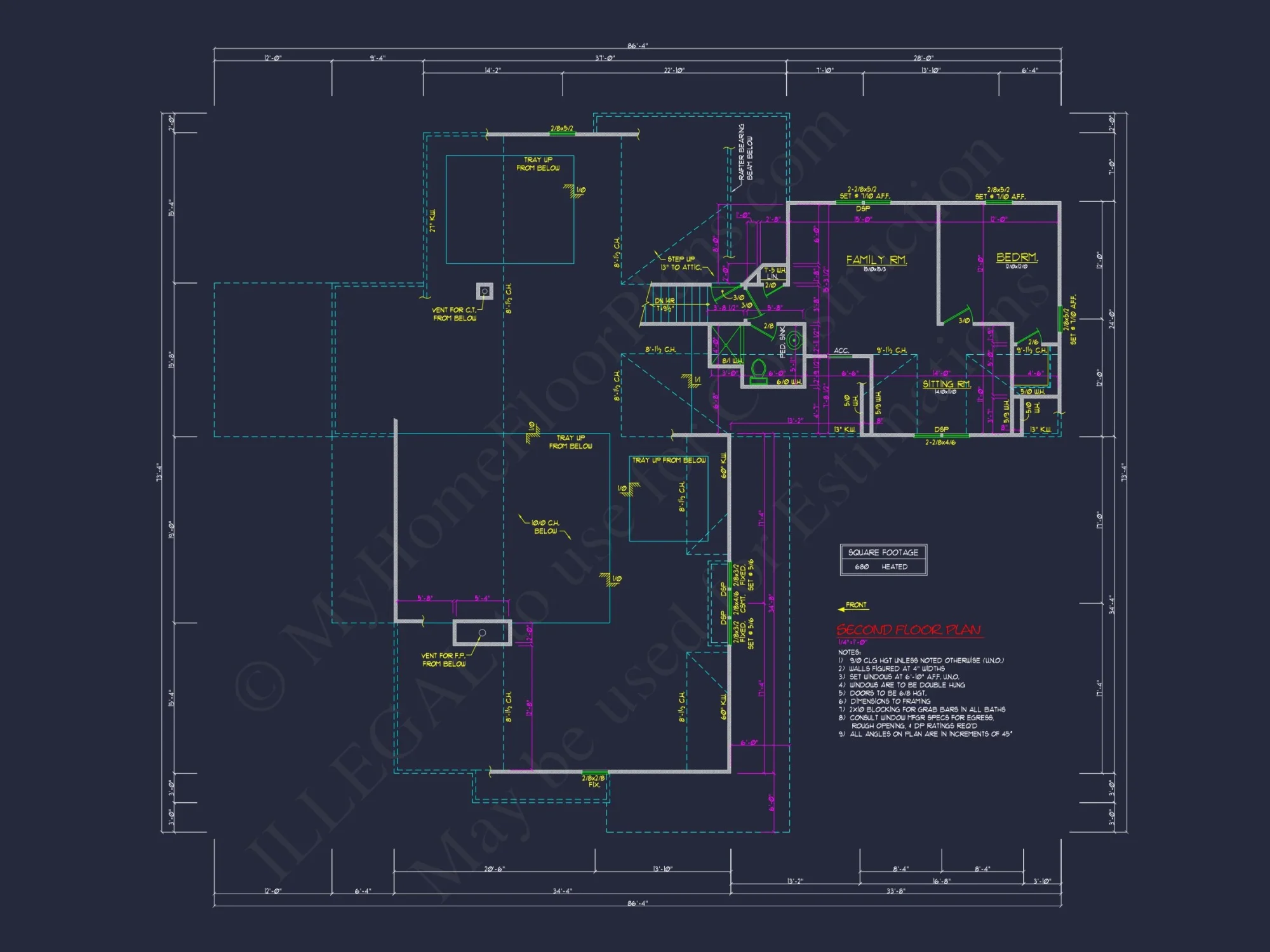 house Floor Plan Blueprint: 2-Story CAD Designs & Features