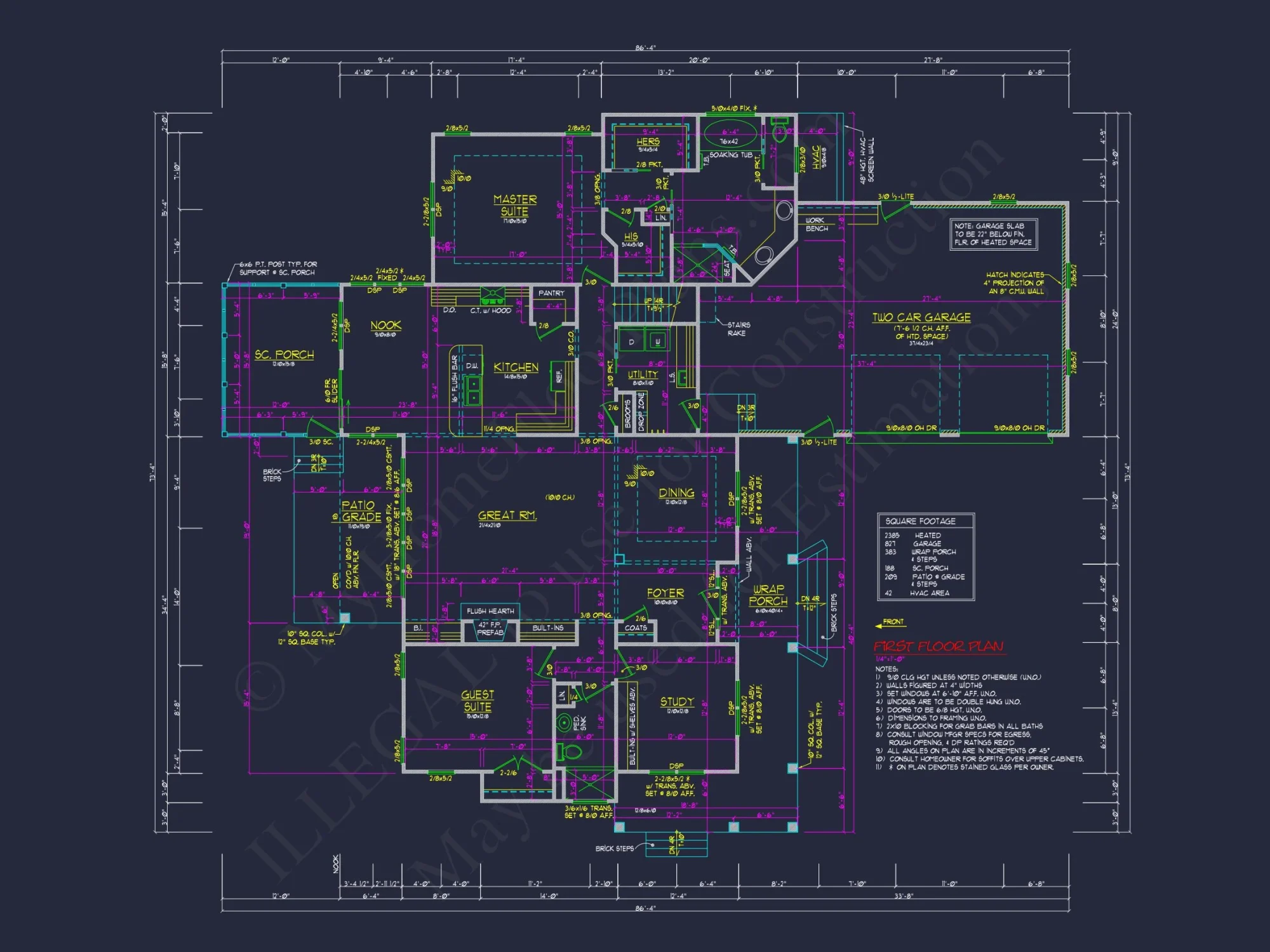 house Floor Plan Blueprint: 2-Story CAD Designs & Features
