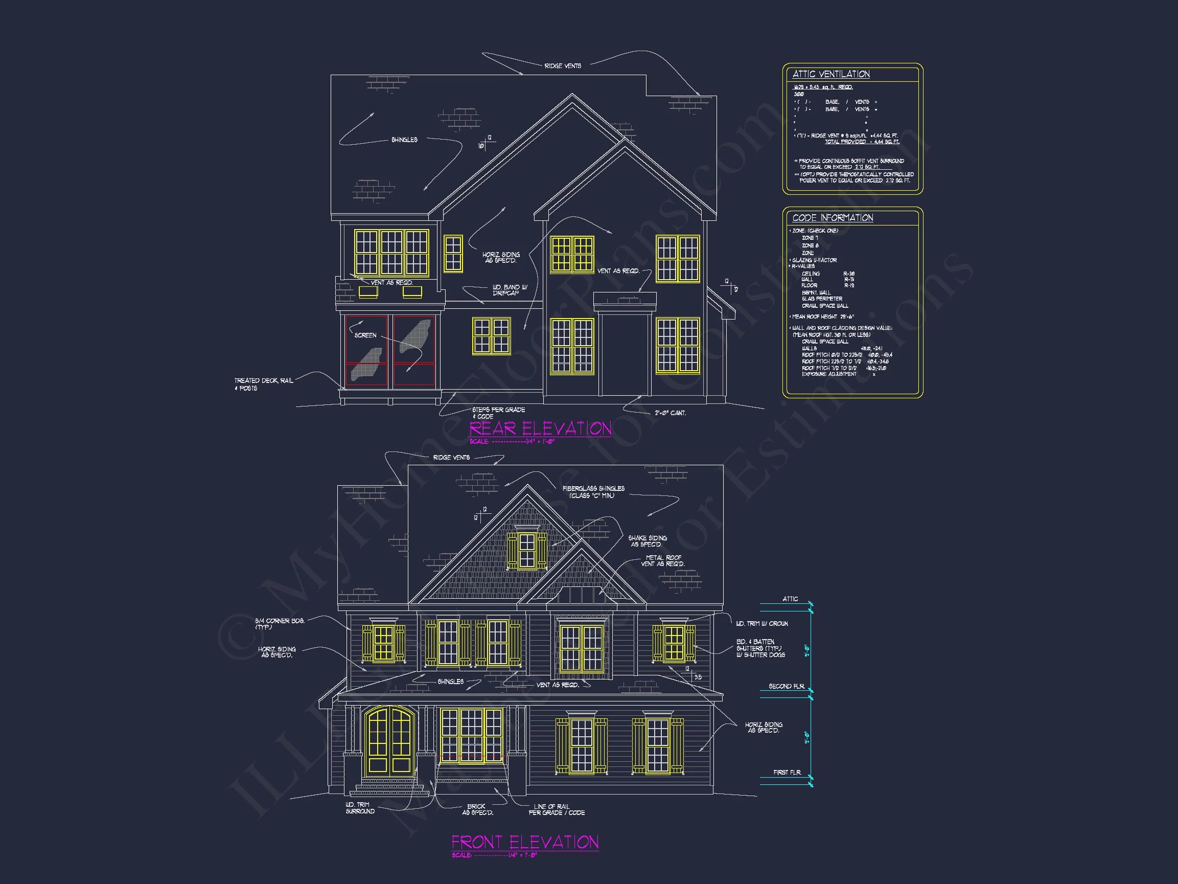 11-1285 HOUSE PLAN - Three-Story Country Craftsman House Blueprint with CAD Designs 9 Three-Story Country Craftsman house Blueprint with CAD Designs