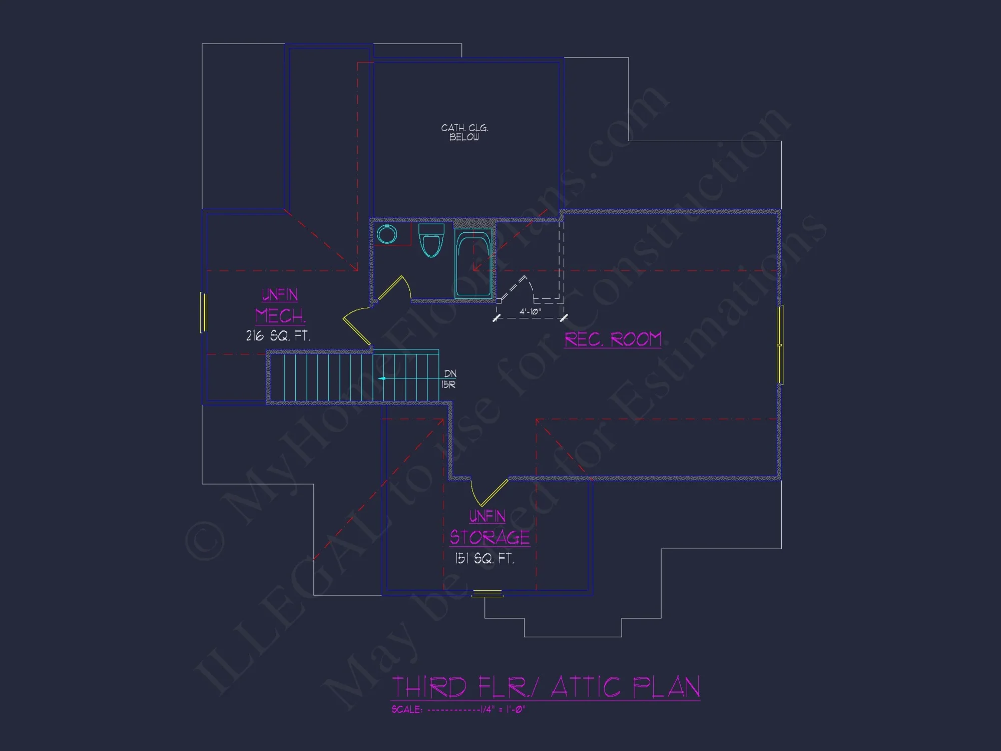 Three-Story Country Craftsman house Blueprint with CAD Designs