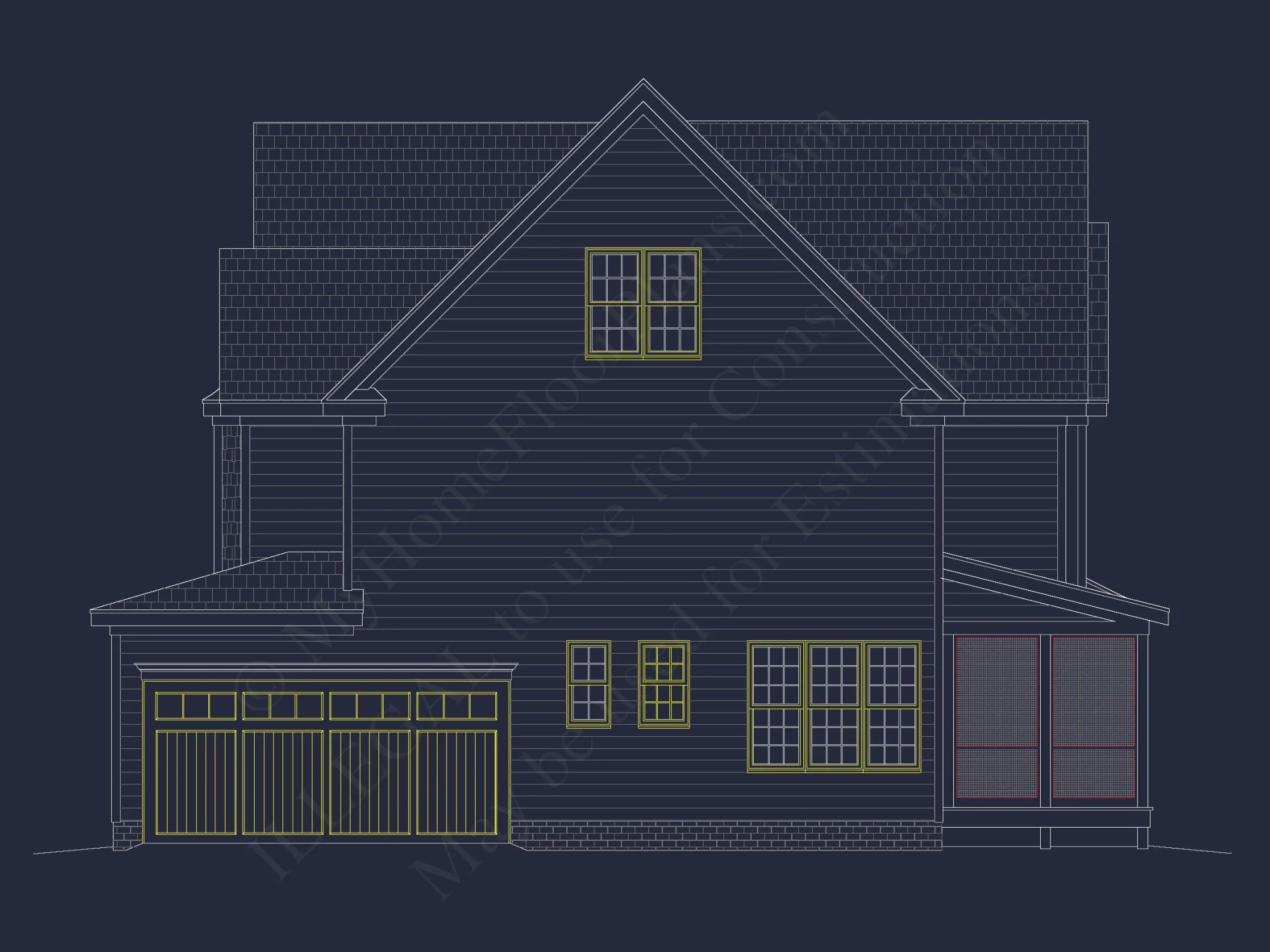 Three-Story Country Craftsman house Blueprint with CAD Designs