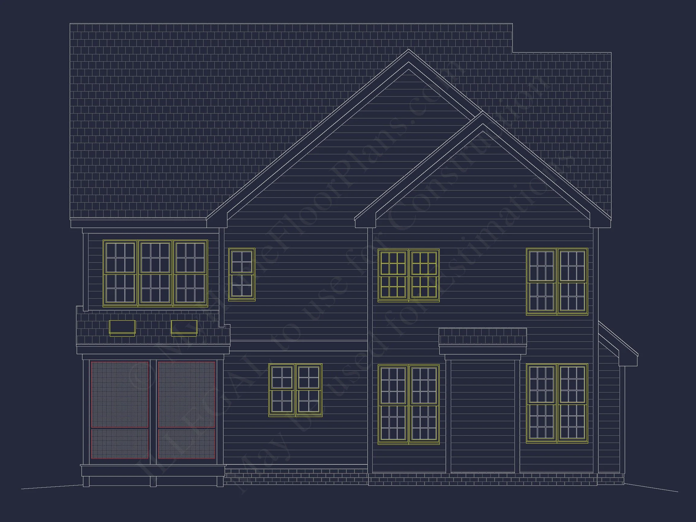 11-1285 HOUSE PLAN - Three-Story Country Craftsman House Blueprint with CAD Designs 4 Three-Story Country Craftsman house Blueprint with CAD Designs