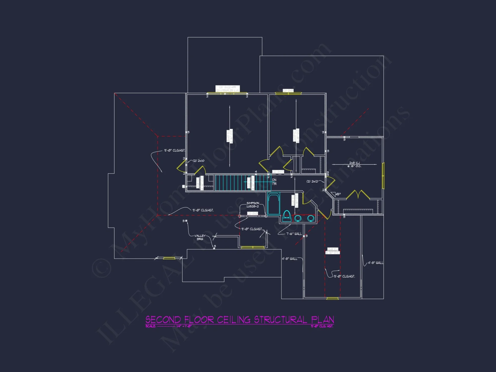 Modern house Plan with Open Layout, CAD Blueprint Designs