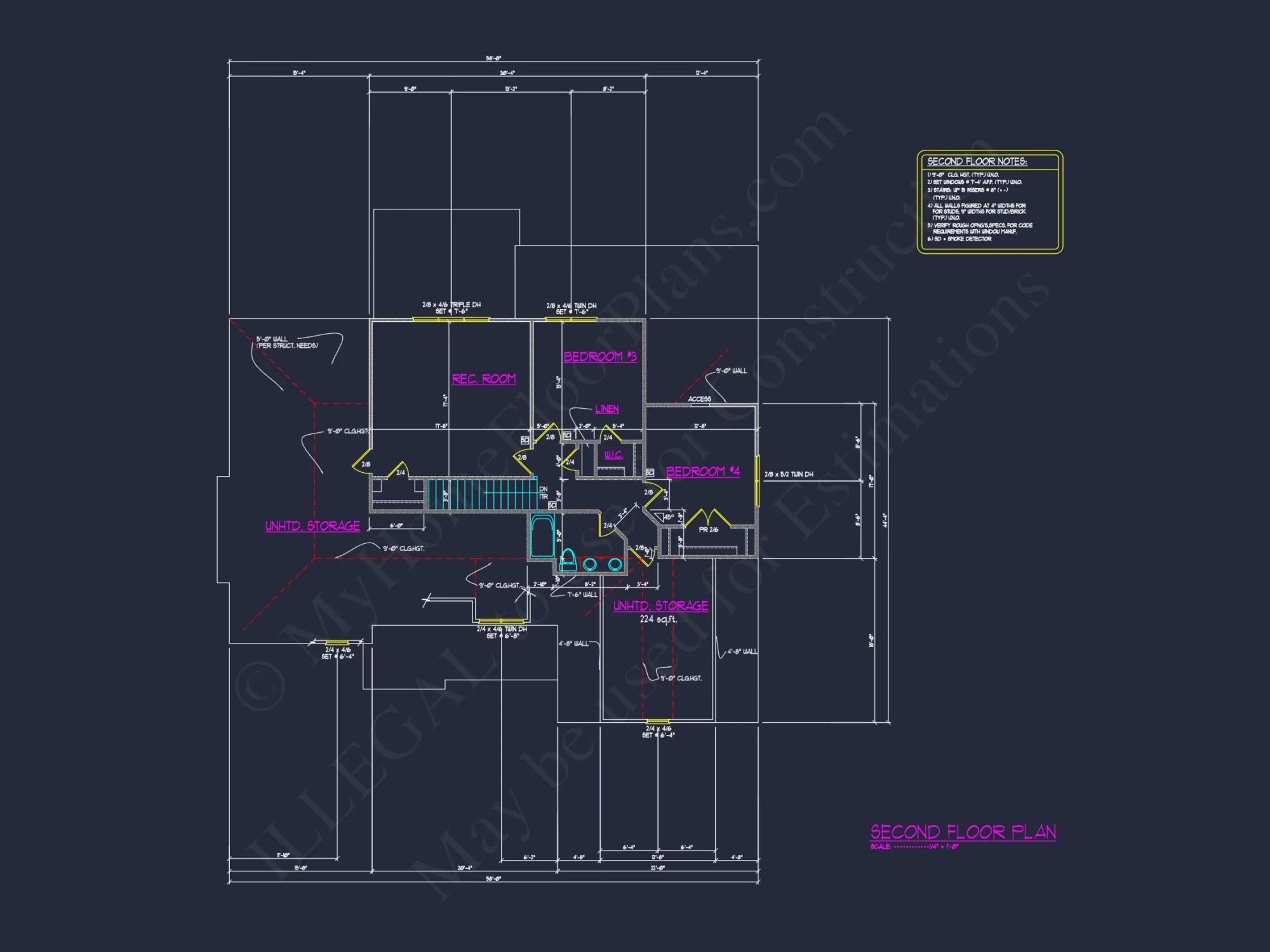 Modern house Plan with Open Layout, CAD Blueprint Designs