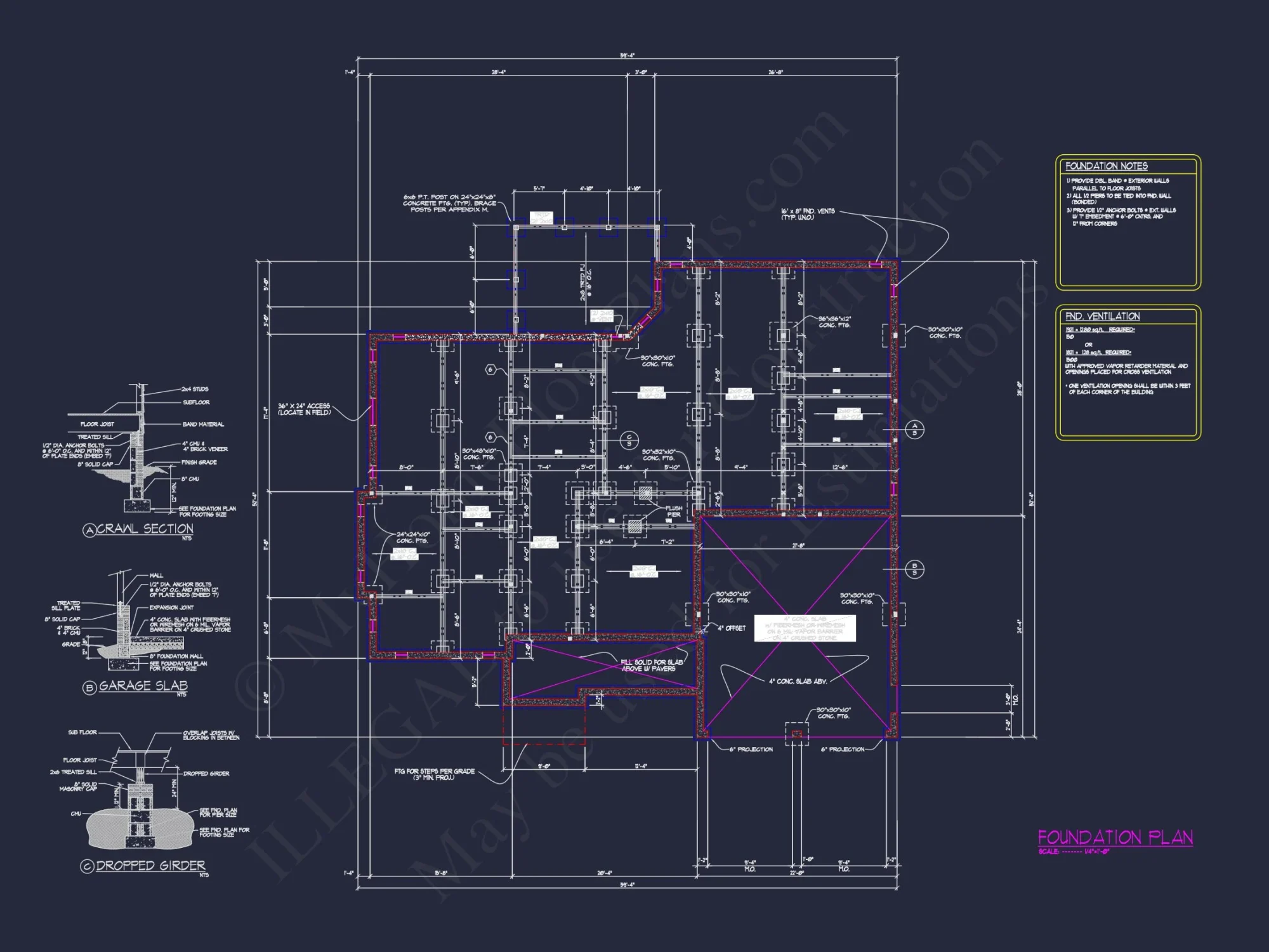 Modern house Plan with Open Layout, CAD Blueprint Designs