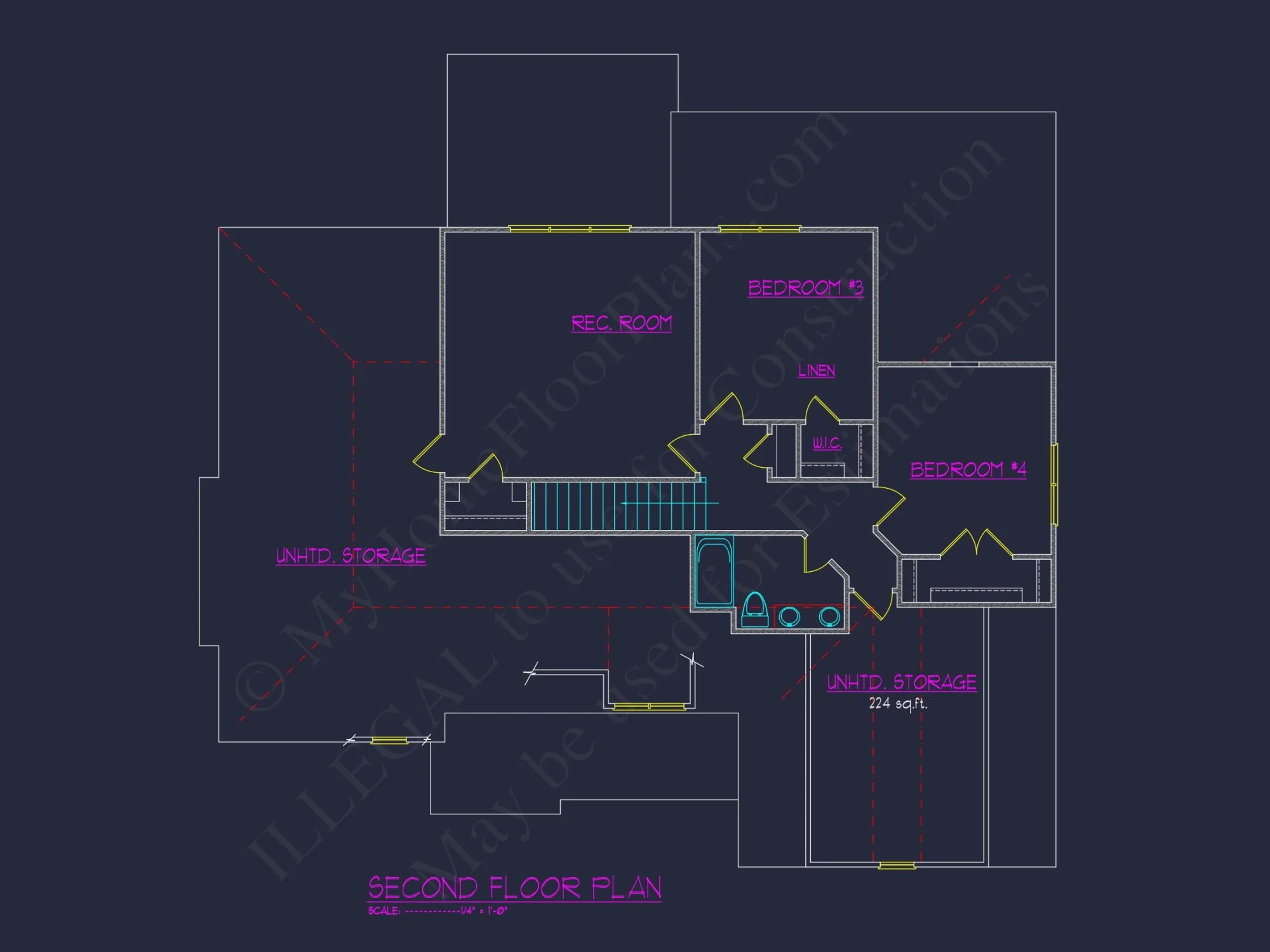 Modern house Plan with Open Layout, CAD Blueprint Designs