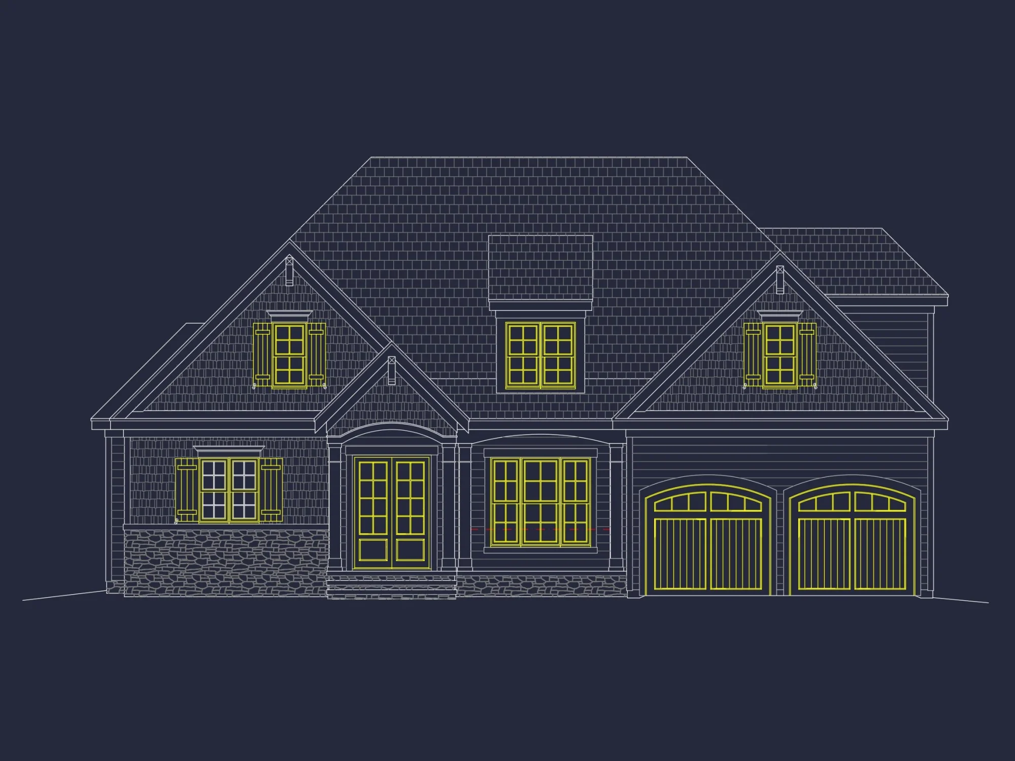 Modern house Plan with Open Layout, CAD Blueprint Designs