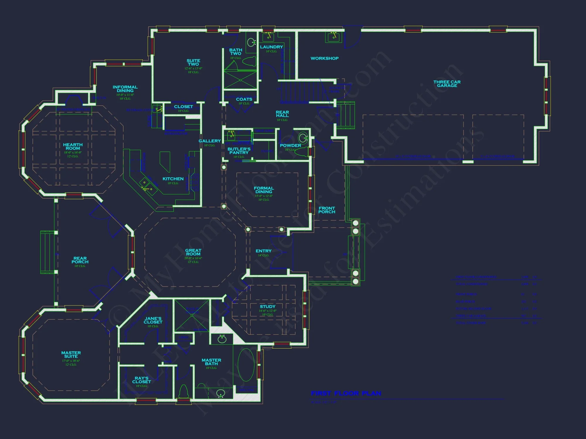 "Coastal Craftsman house design showcasing CAD blueprints and unique architectural features"