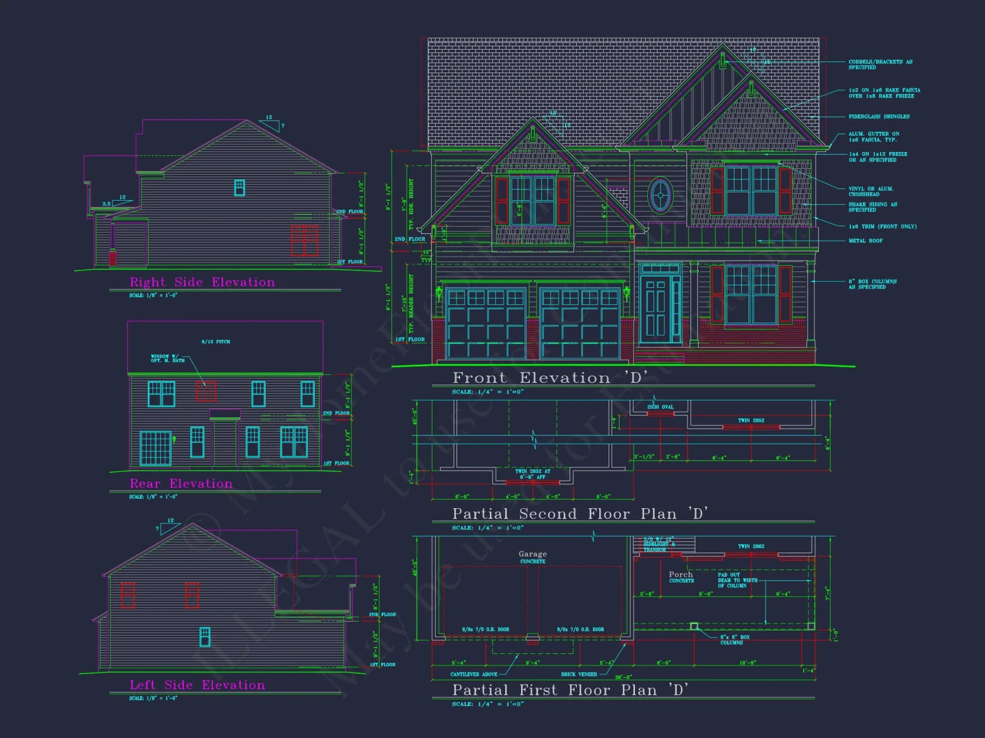 Modern CAD house Plan with 2-Story Design and Blueprint