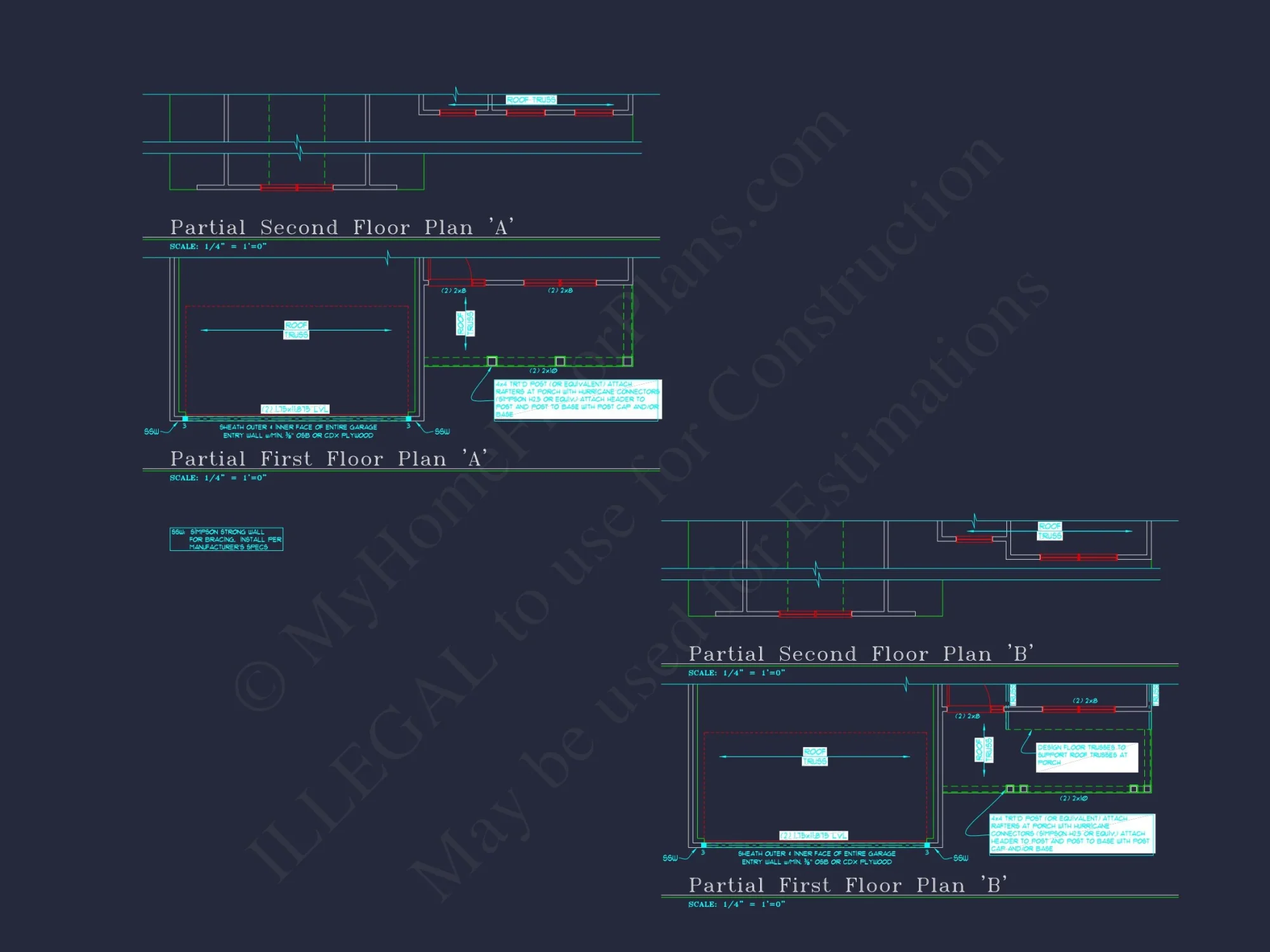 Colonial-Style 2-Story house Blueprint with 4 Bedrooms