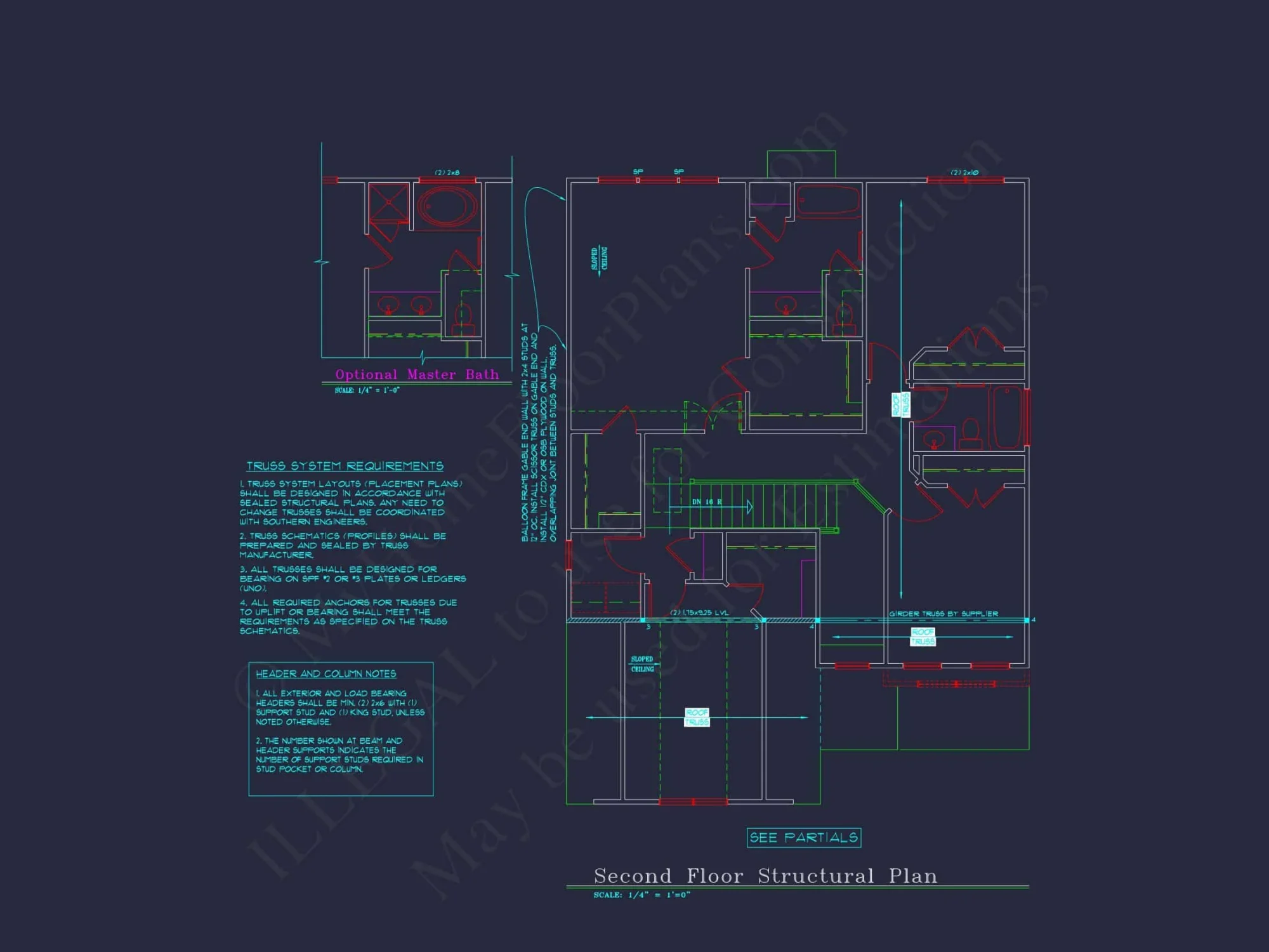 Colonial-Style 2-Story house Blueprint with 4 Bedrooms