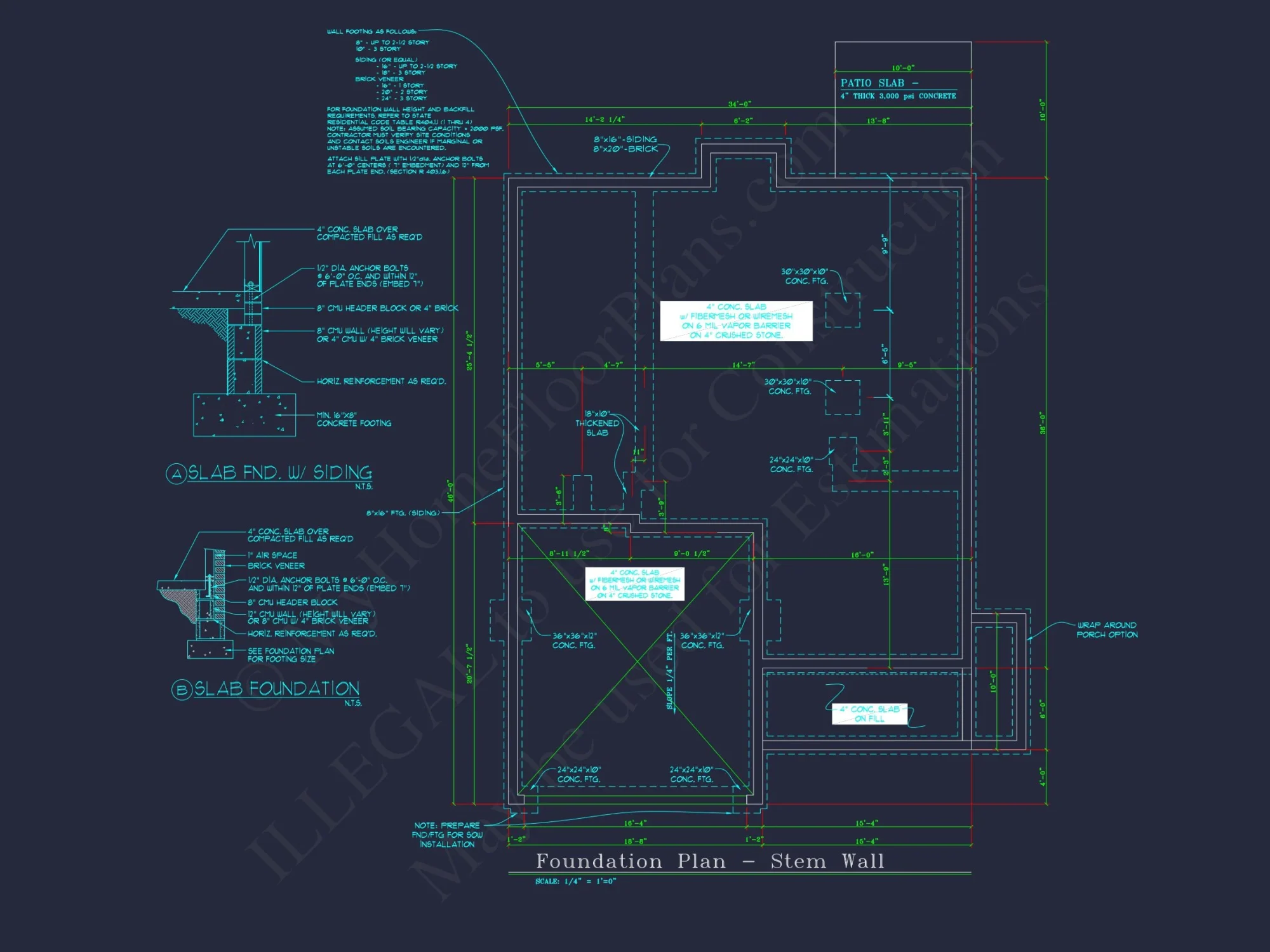 Colonial-Style 2-Story house Blueprint with 4 Bedrooms