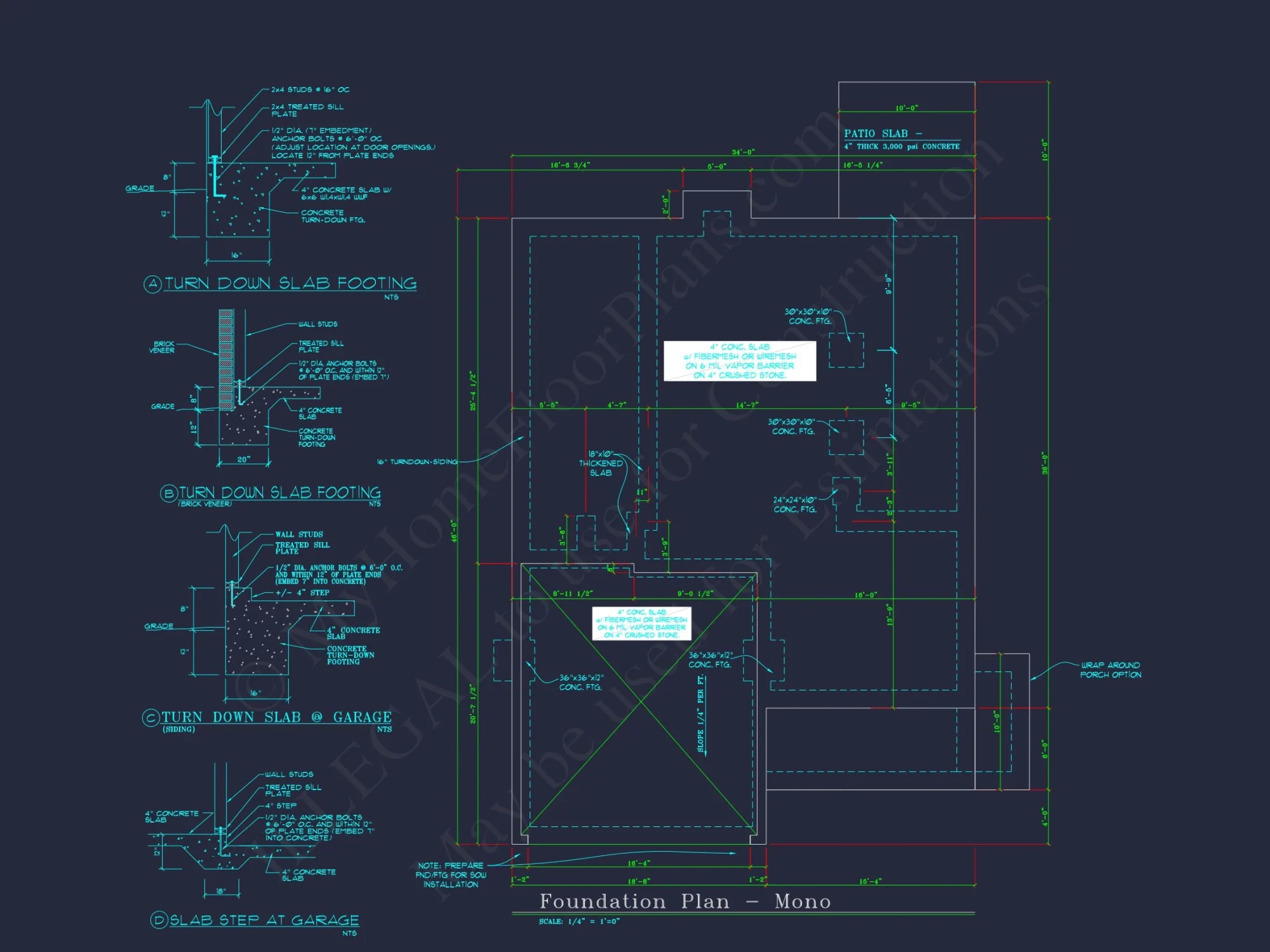 Colonial-Style 2-Story house Blueprint with 4 Bedrooms
