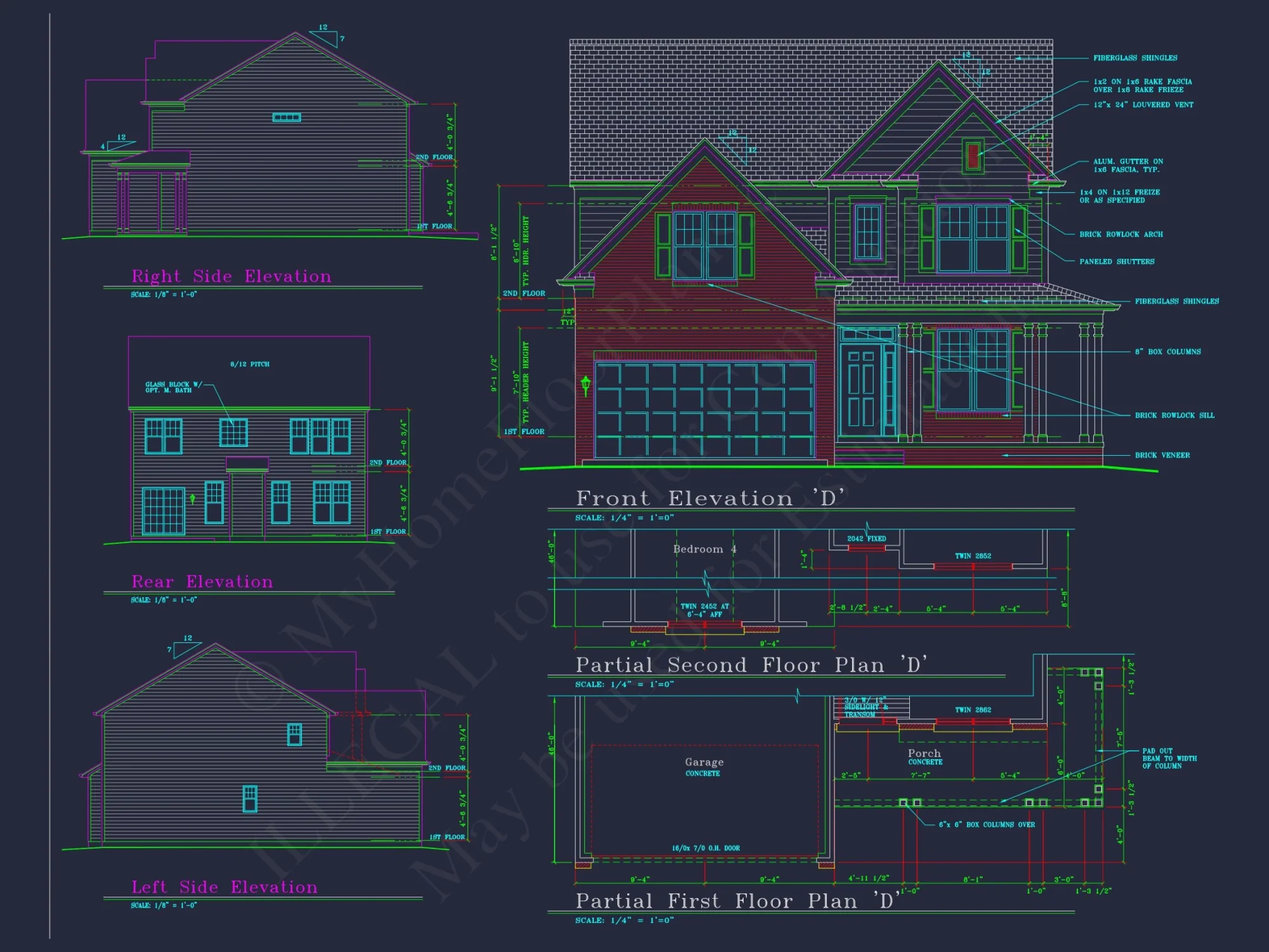Colonial-Style 2-Story house Blueprint with 4 Bedrooms