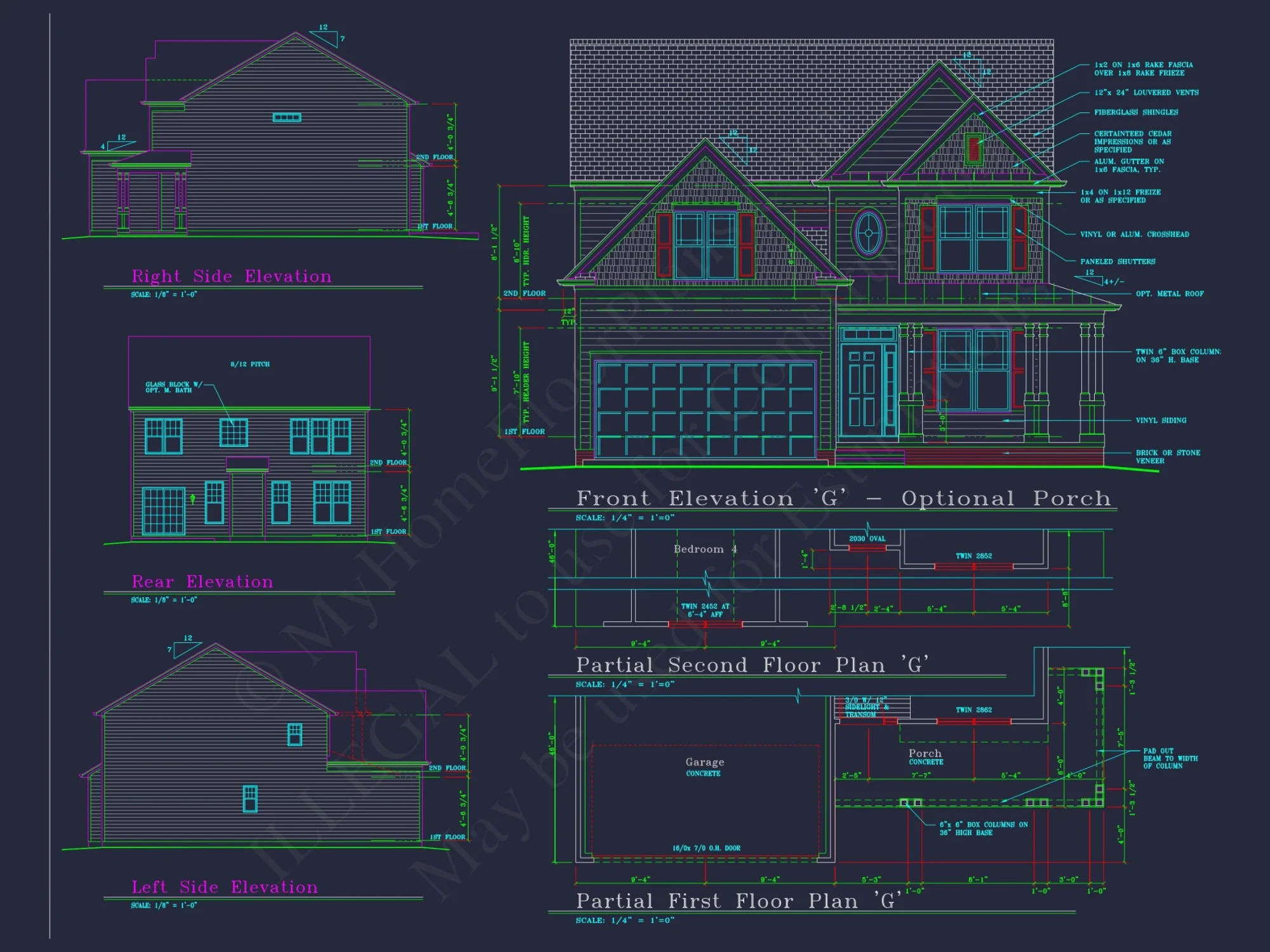 Colonial-Style 2-Story house Blueprint with 4 Bedrooms