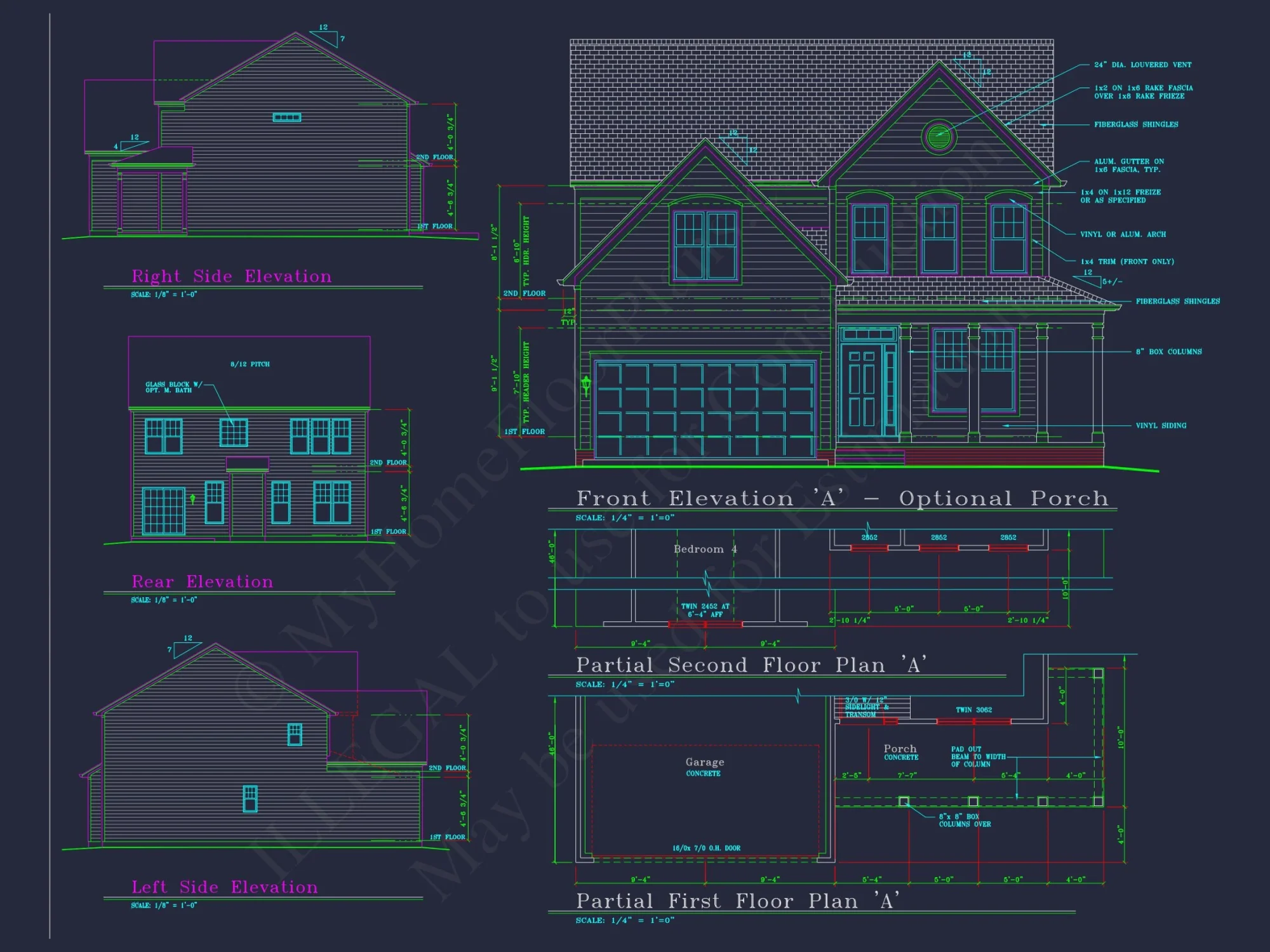 Colonial-Style 2-Story house Blueprint with 4 Bedrooms