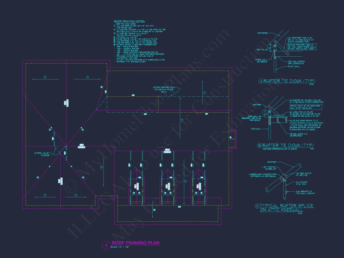 Traditional Craftsman house Blueprint with Open Floor Designs