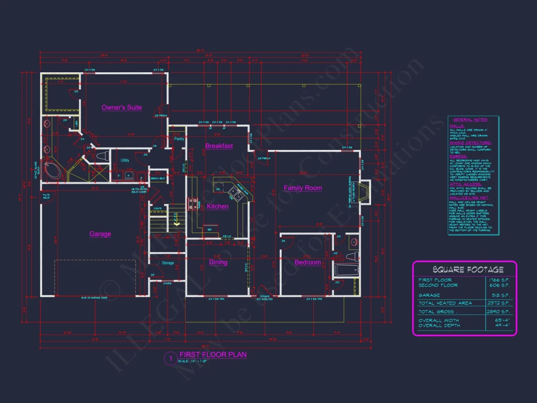 Traditional Craftsman house Blueprint with Open Floor Designs