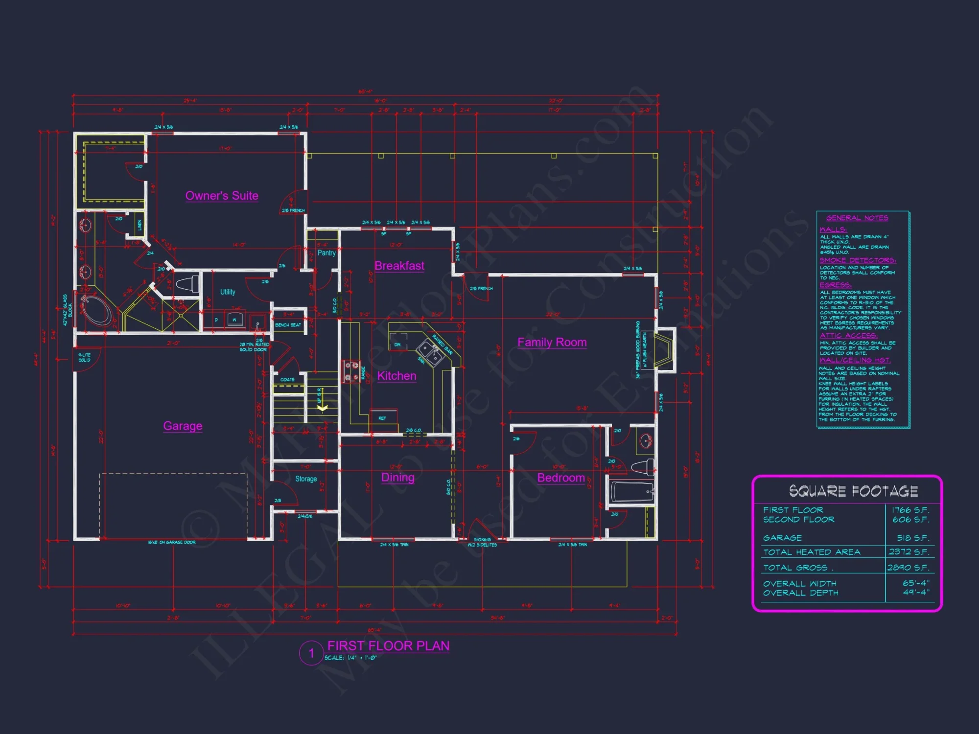 Traditional Craftsman house Blueprint with Open Floor Designs