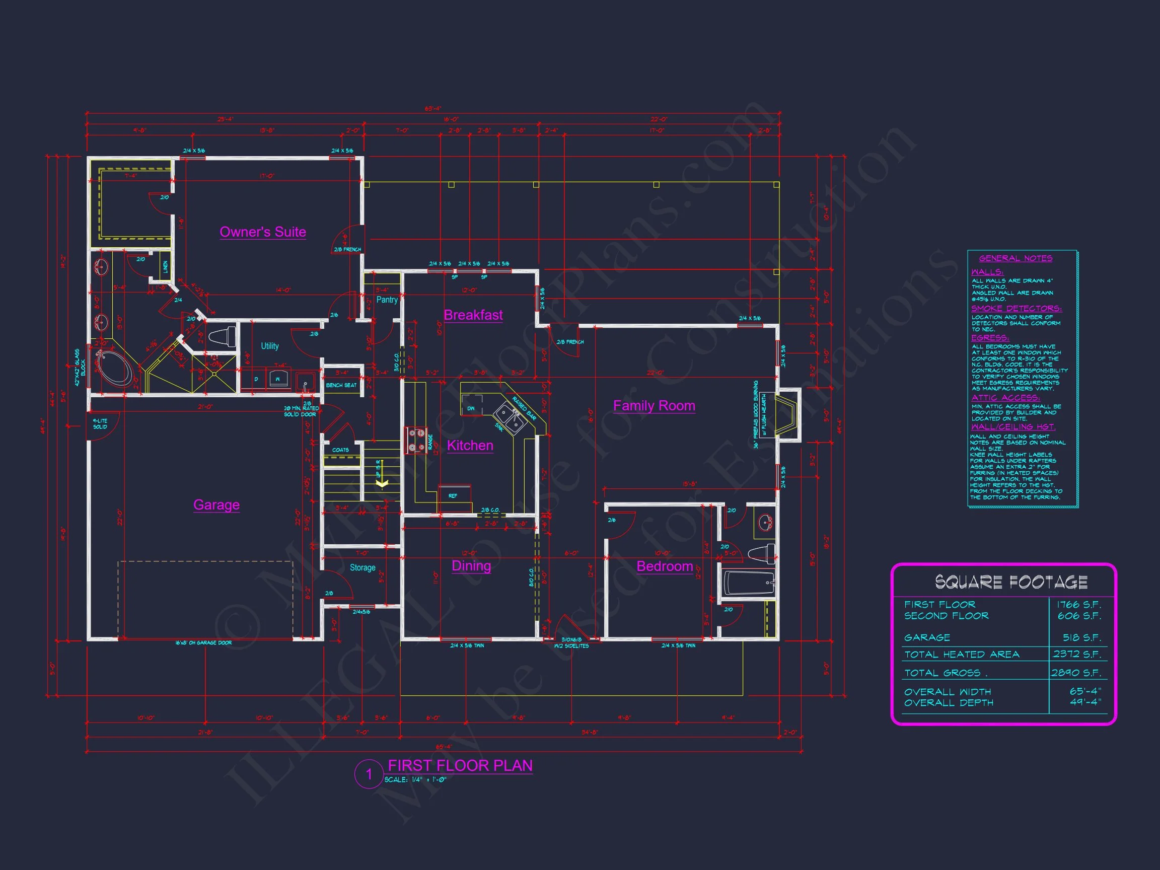 Traditional Craftsman house Blueprint with Open Floor Designs