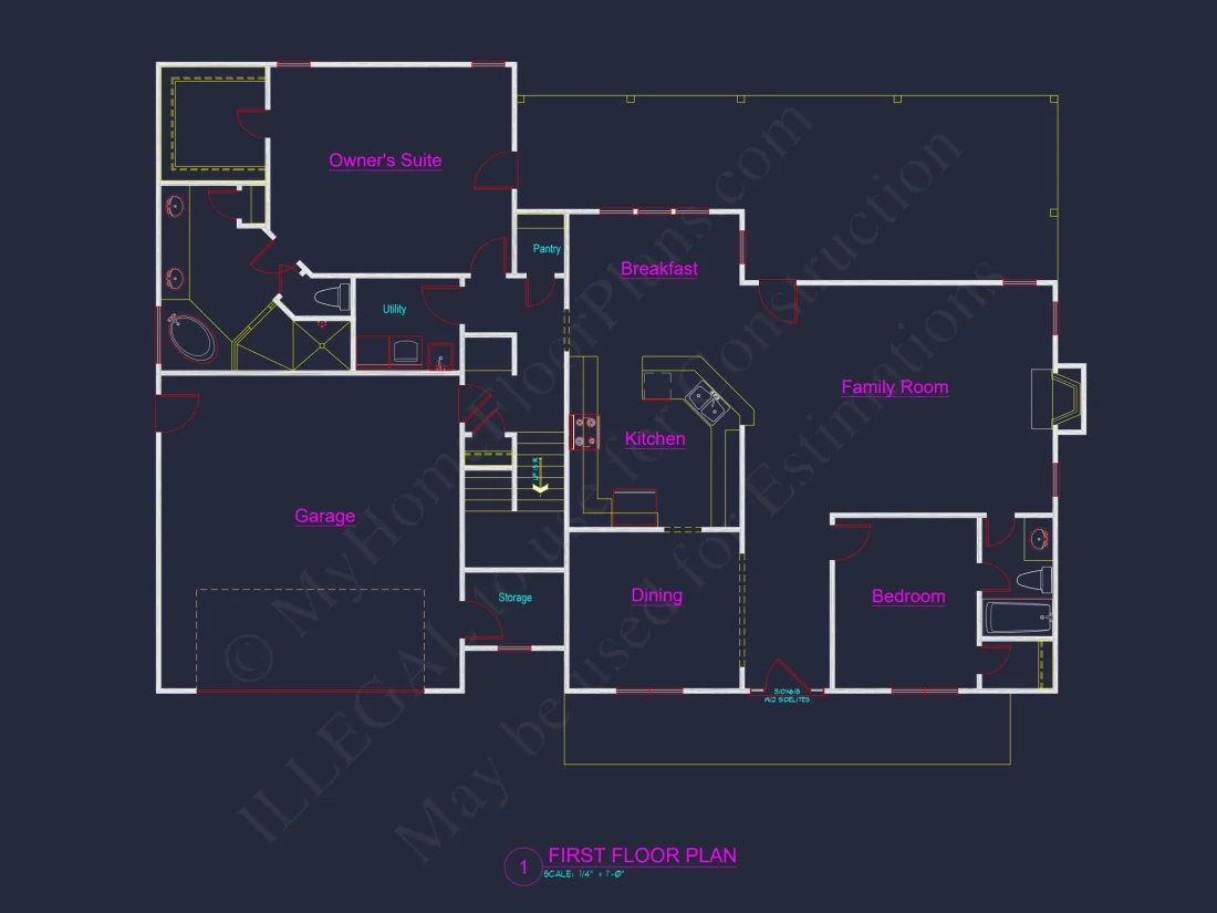 Traditional Craftsman house Blueprint with Open Floor Designs