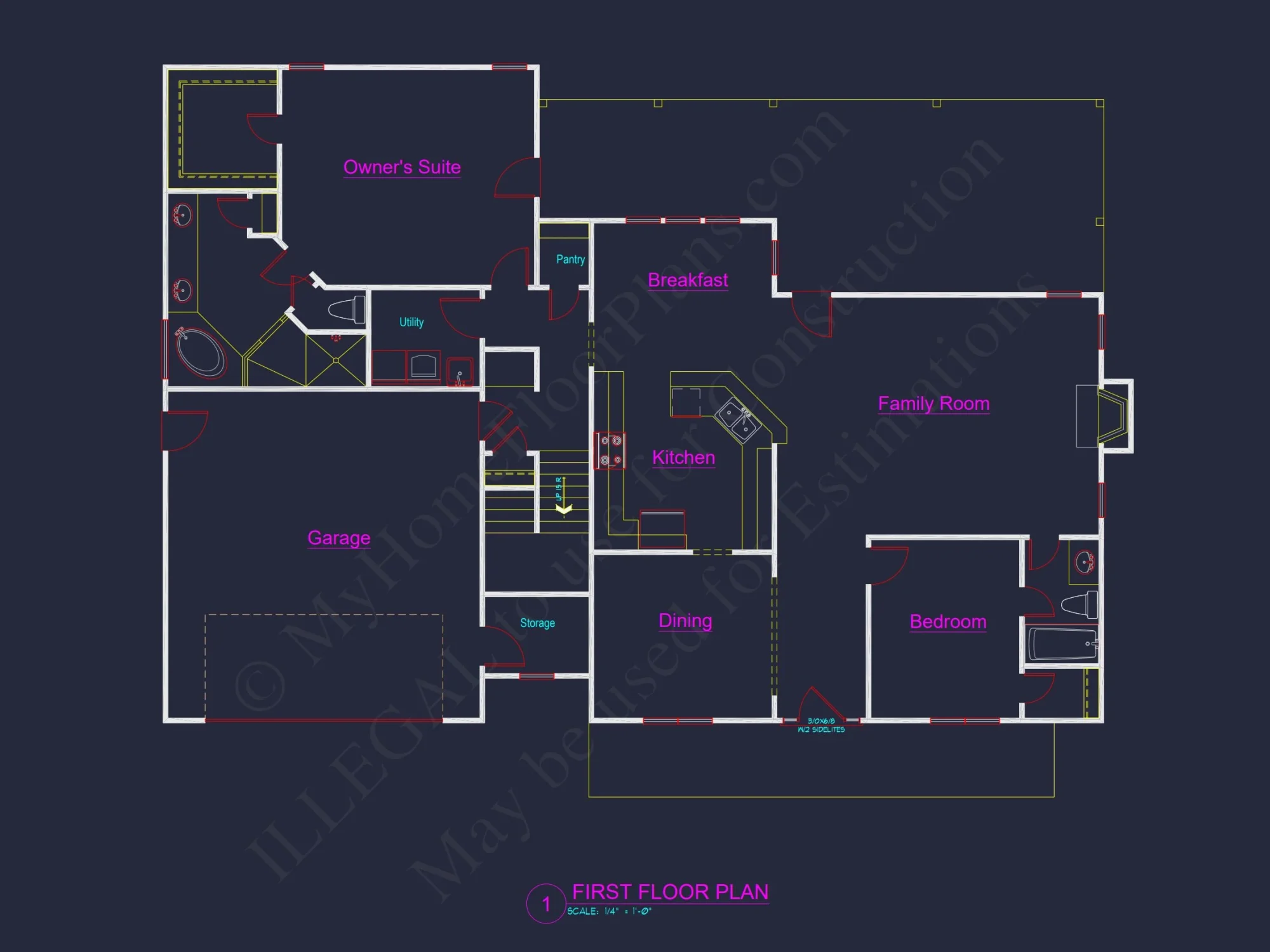Traditional Craftsman house Blueprint with Open Floor Designs