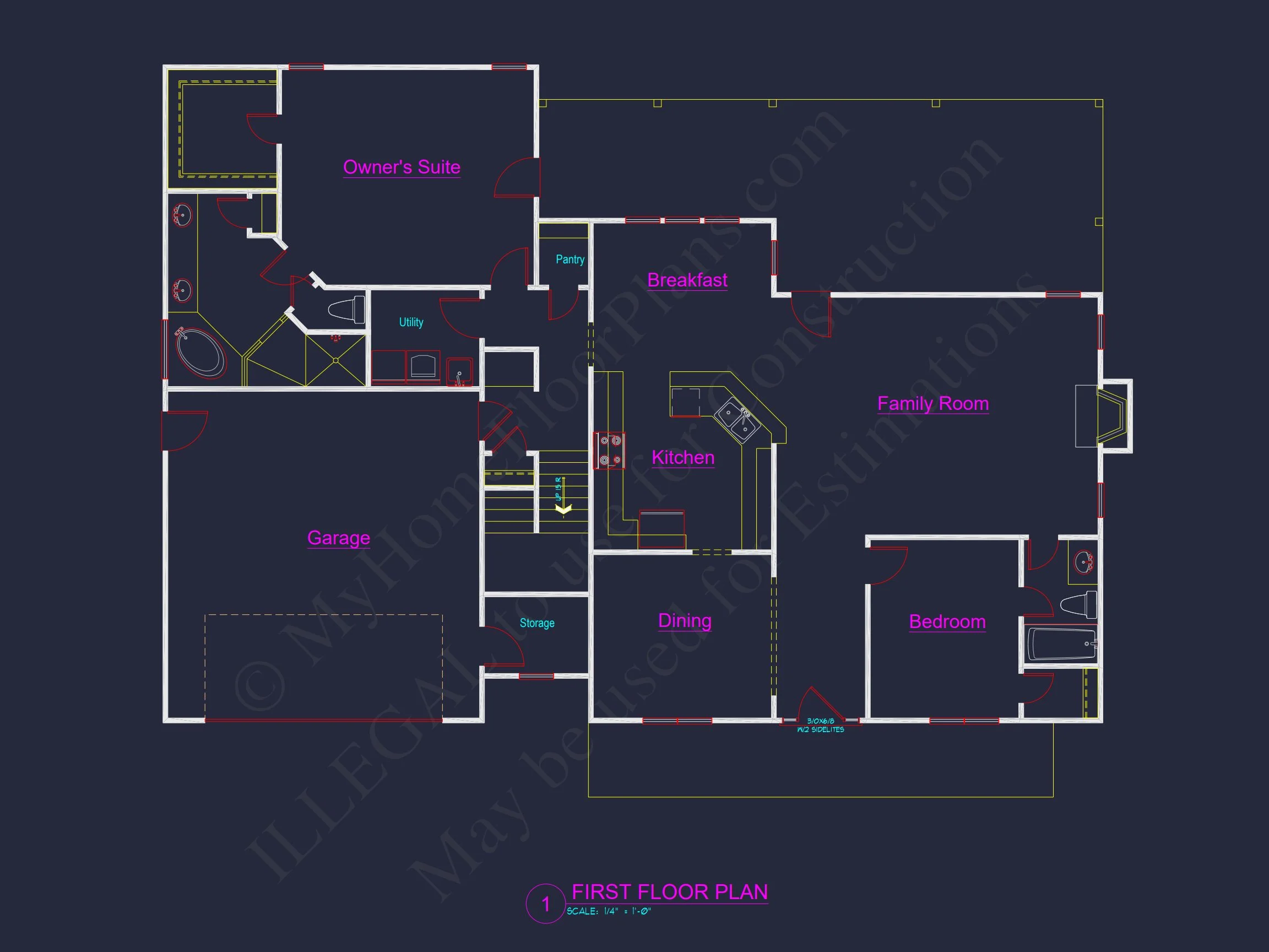 Traditional Craftsman house Blueprint with Open Floor Designs