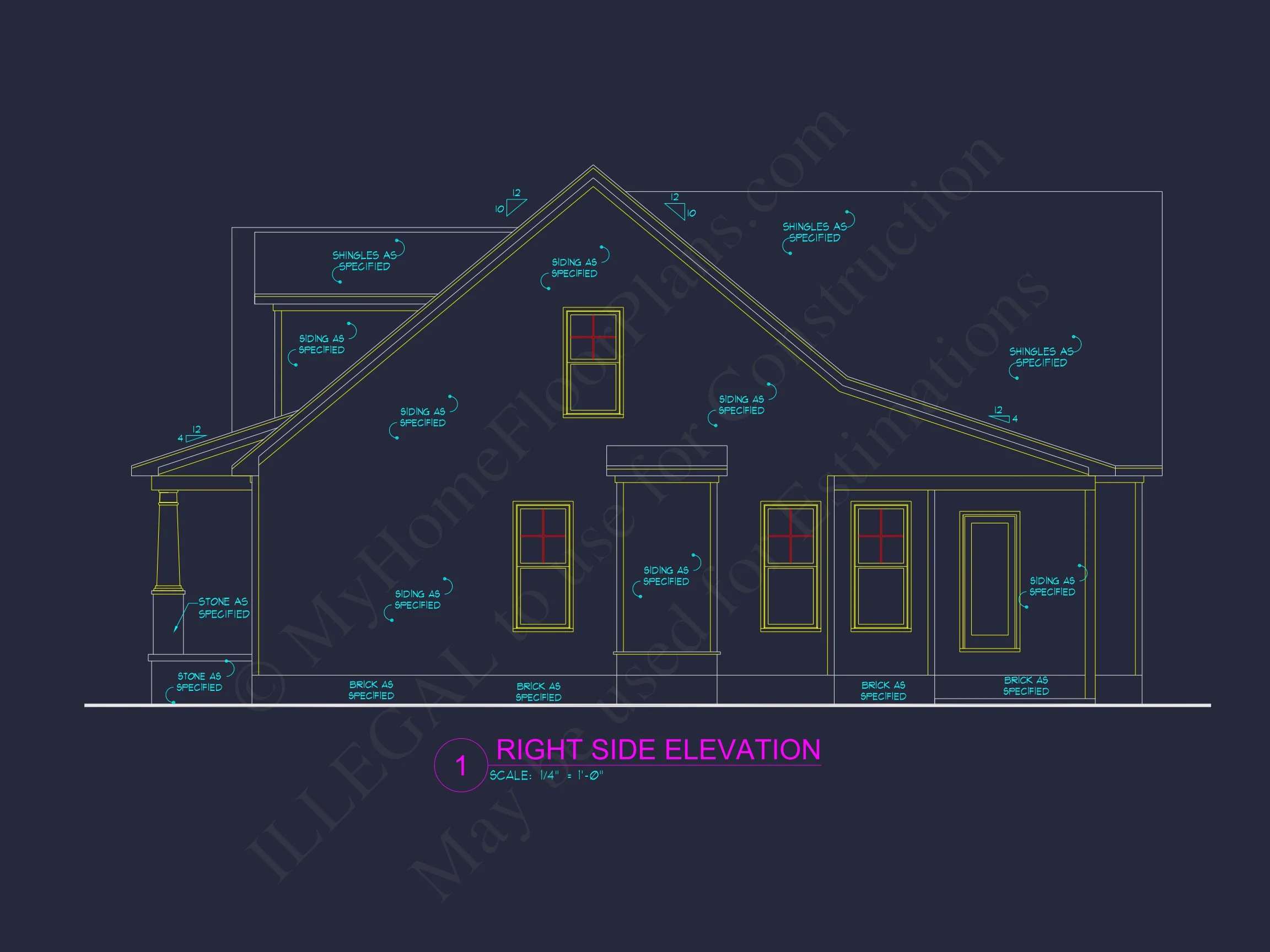 Traditional Craftsman house Blueprint with Open Floor Designs