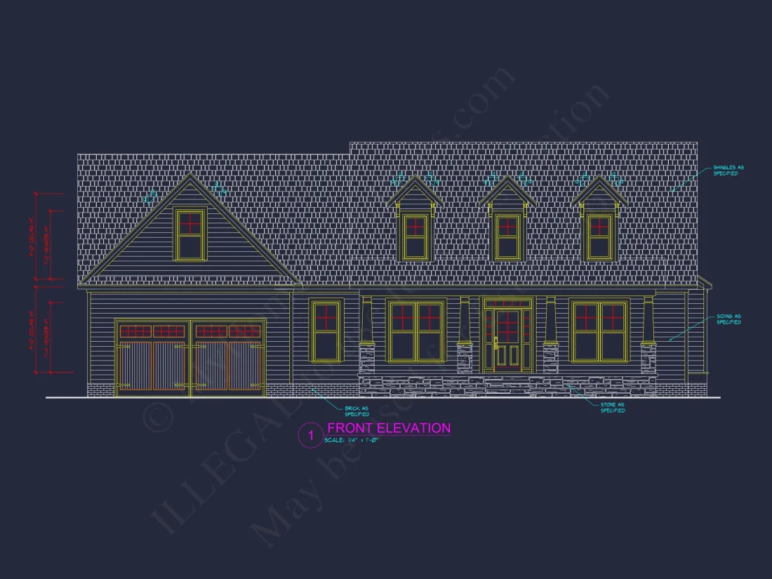 Traditional Craftsman house Blueprint with Open Floor Designs