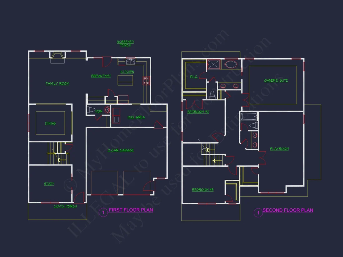 Elegant house Floor Plan with CAD Designs & Blueprints