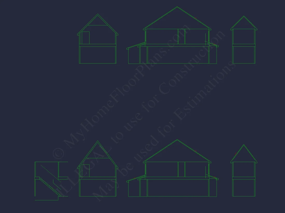 Modern Craftsman house Floor Plan with CAD and Blueprint Designs