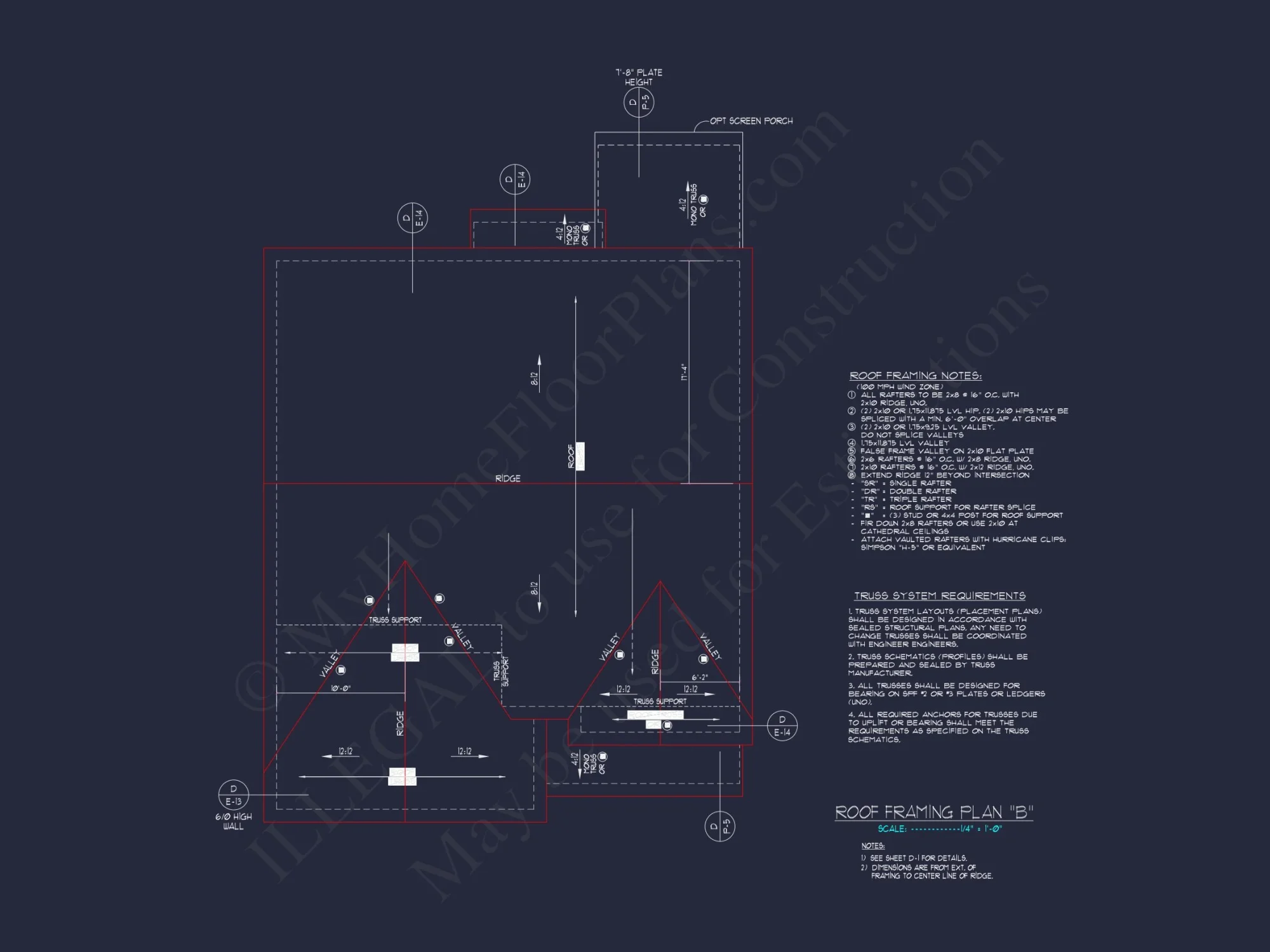 Modern Craftsman house Floor Plan with CAD and Blueprint Designs