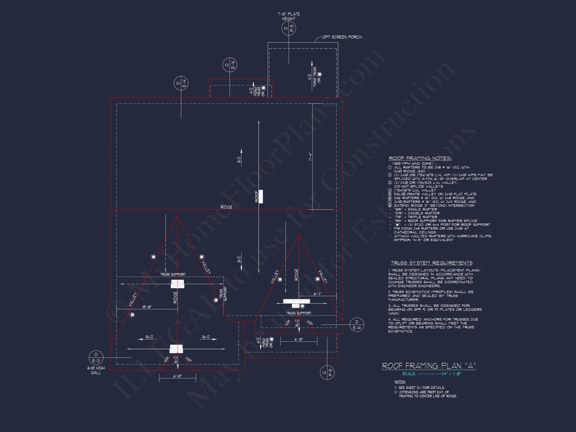 Modern Craftsman house Floor Plan with CAD and Blueprint Designs