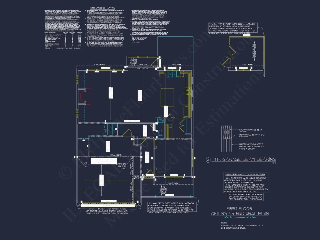 Modern Craftsman house Floor Plan with CAD and Blueprint Designs