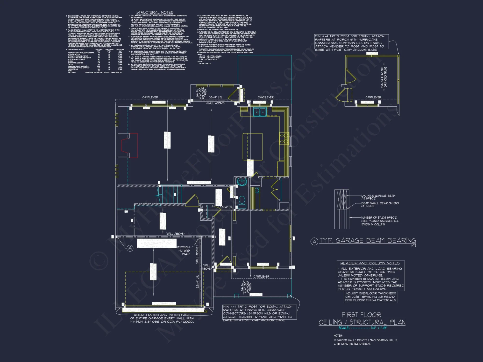 Modern Craftsman house Floor Plan with CAD and Blueprint Designs
