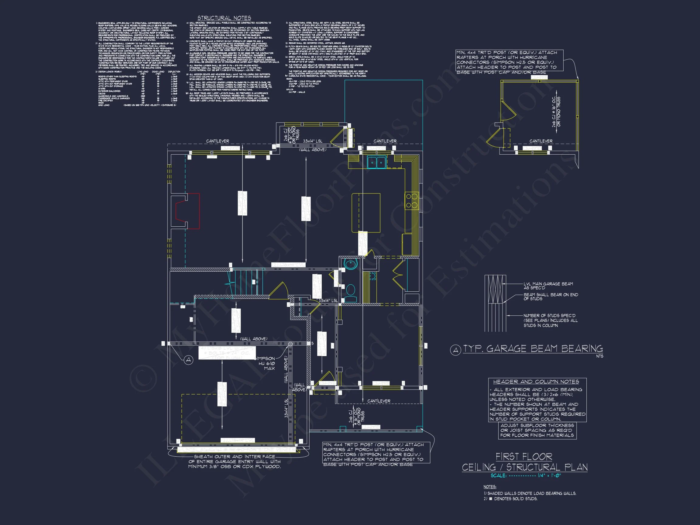 Modern Craftsman house Floor Plan with CAD and Blueprint Designs
