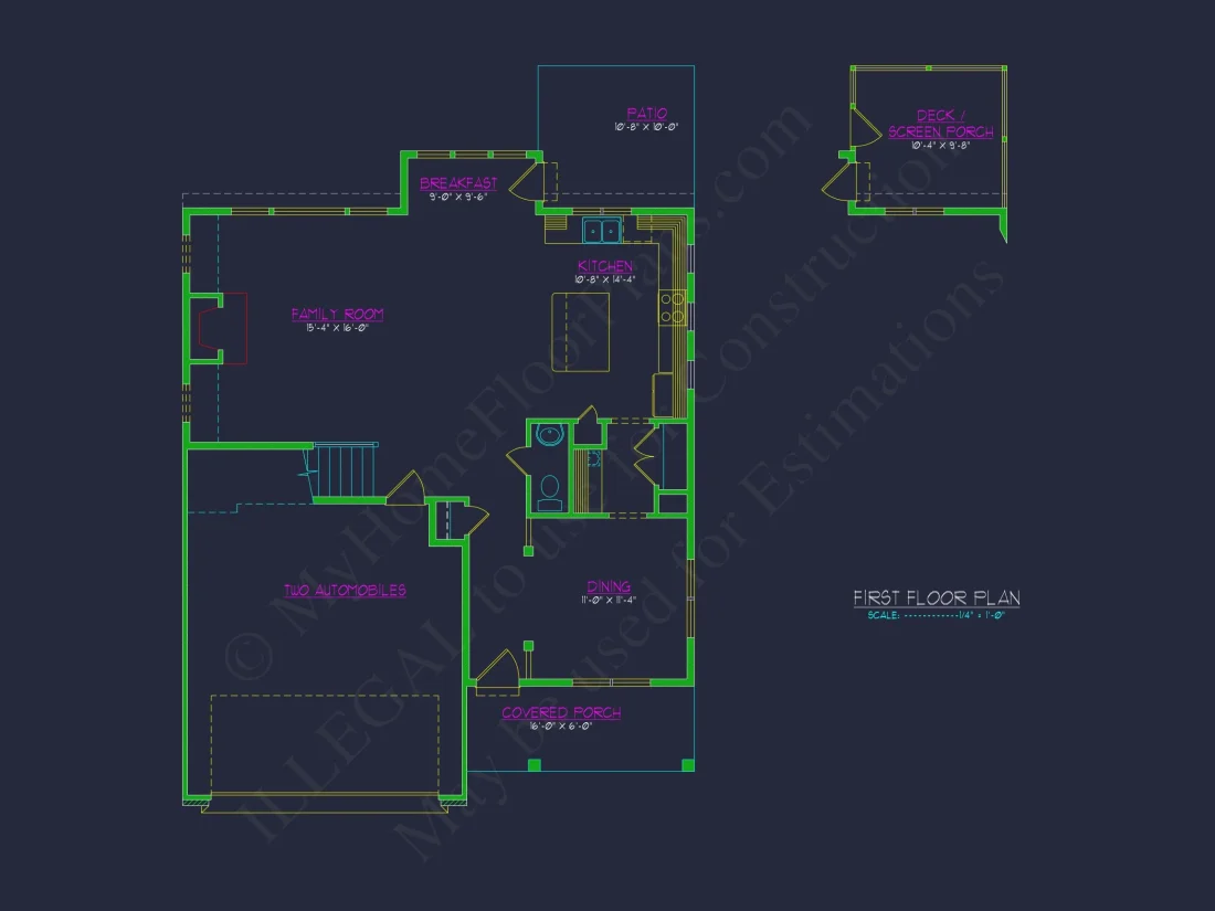 Modern Craftsman house Floor Plan with CAD and Blueprint Designs