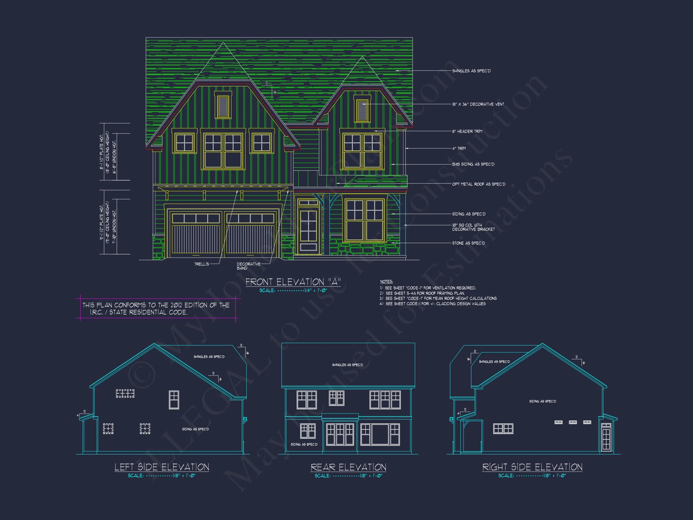 Modern Craftsman house Floor Plan with CAD and Blueprint Designs
